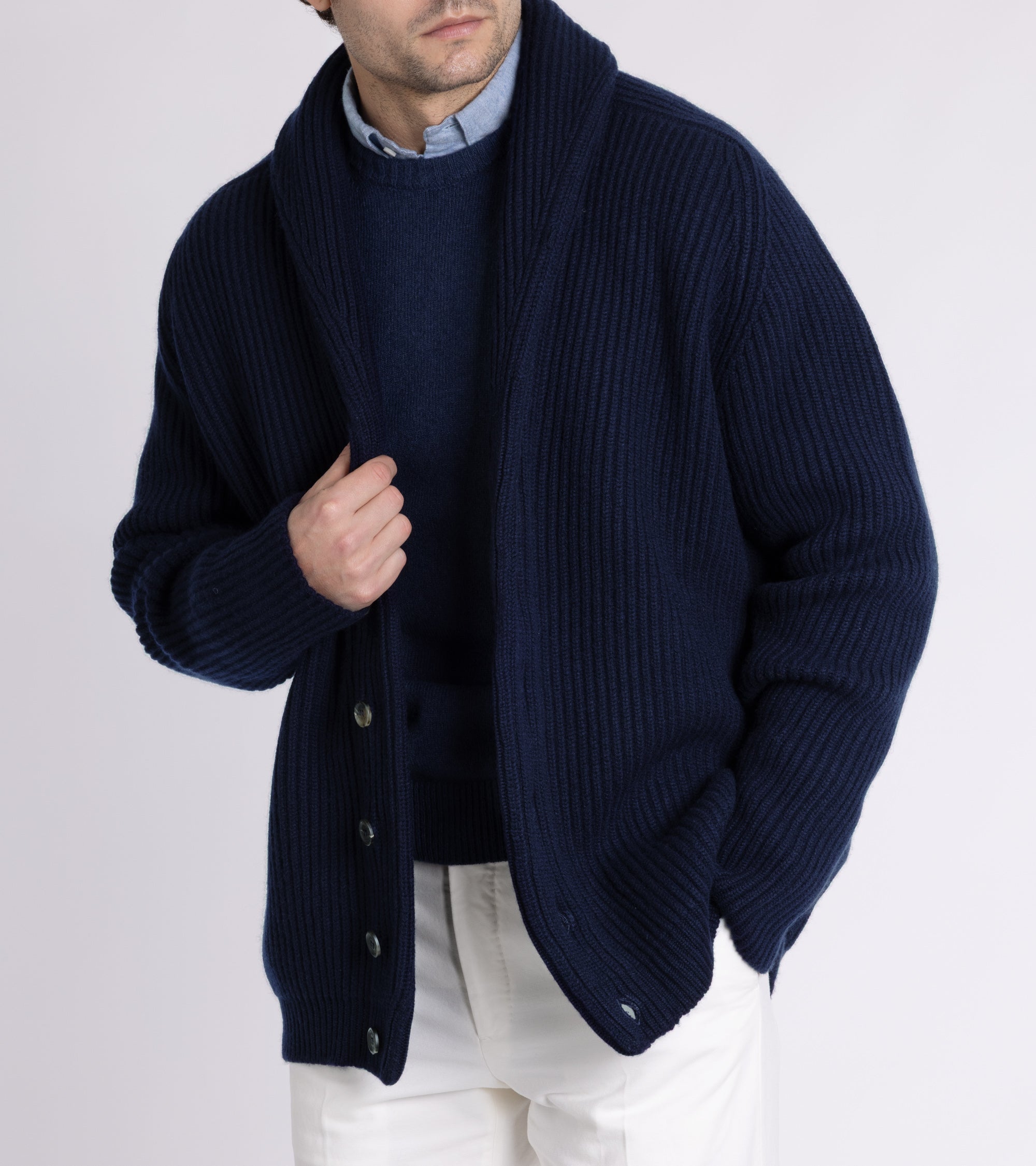 Begg x Co Yacht Cashmere Cardigan: Navy