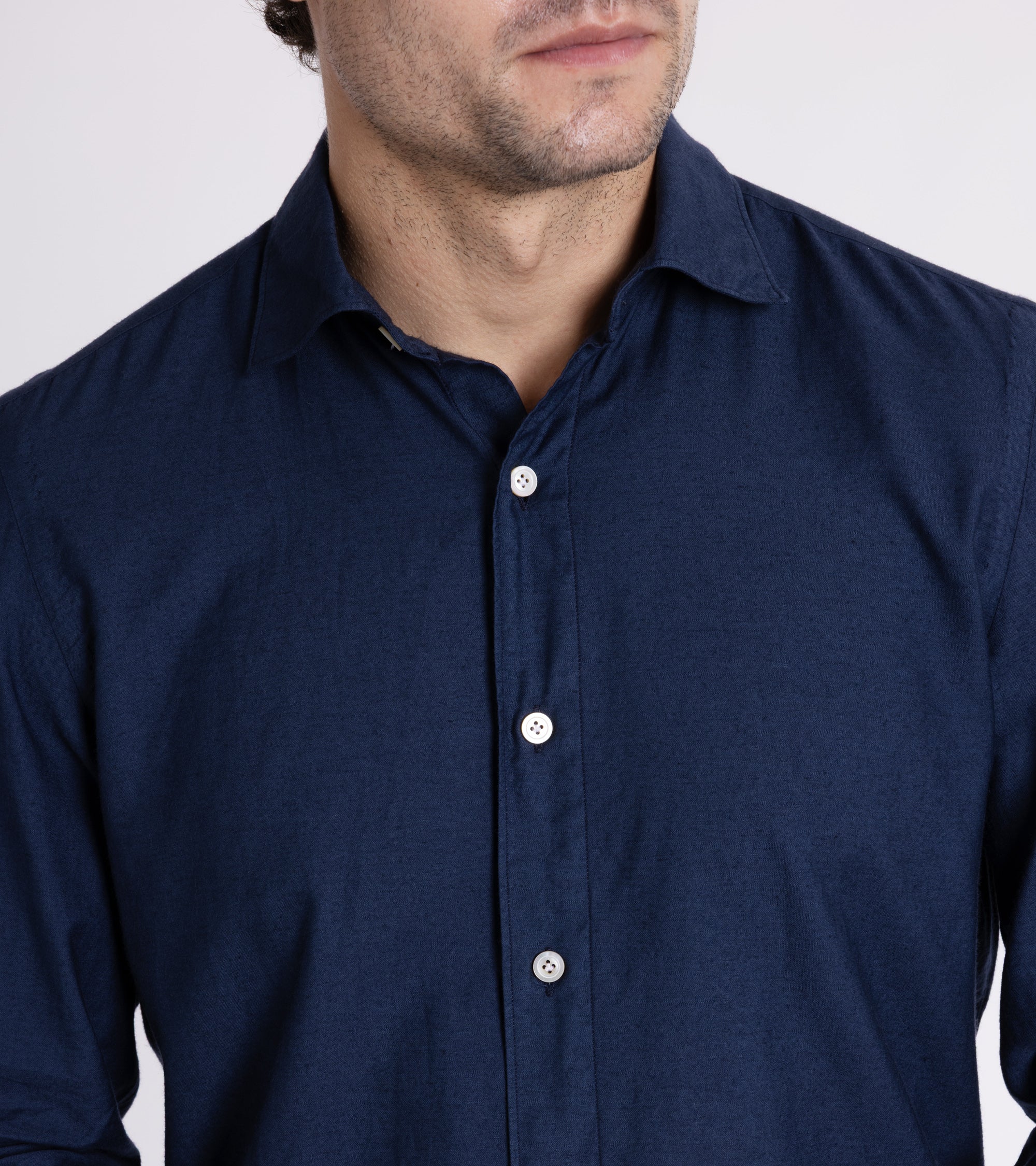 Finamore Gaeta Cotton Cashmere Luigi Carlo Riva Shirt: Navy