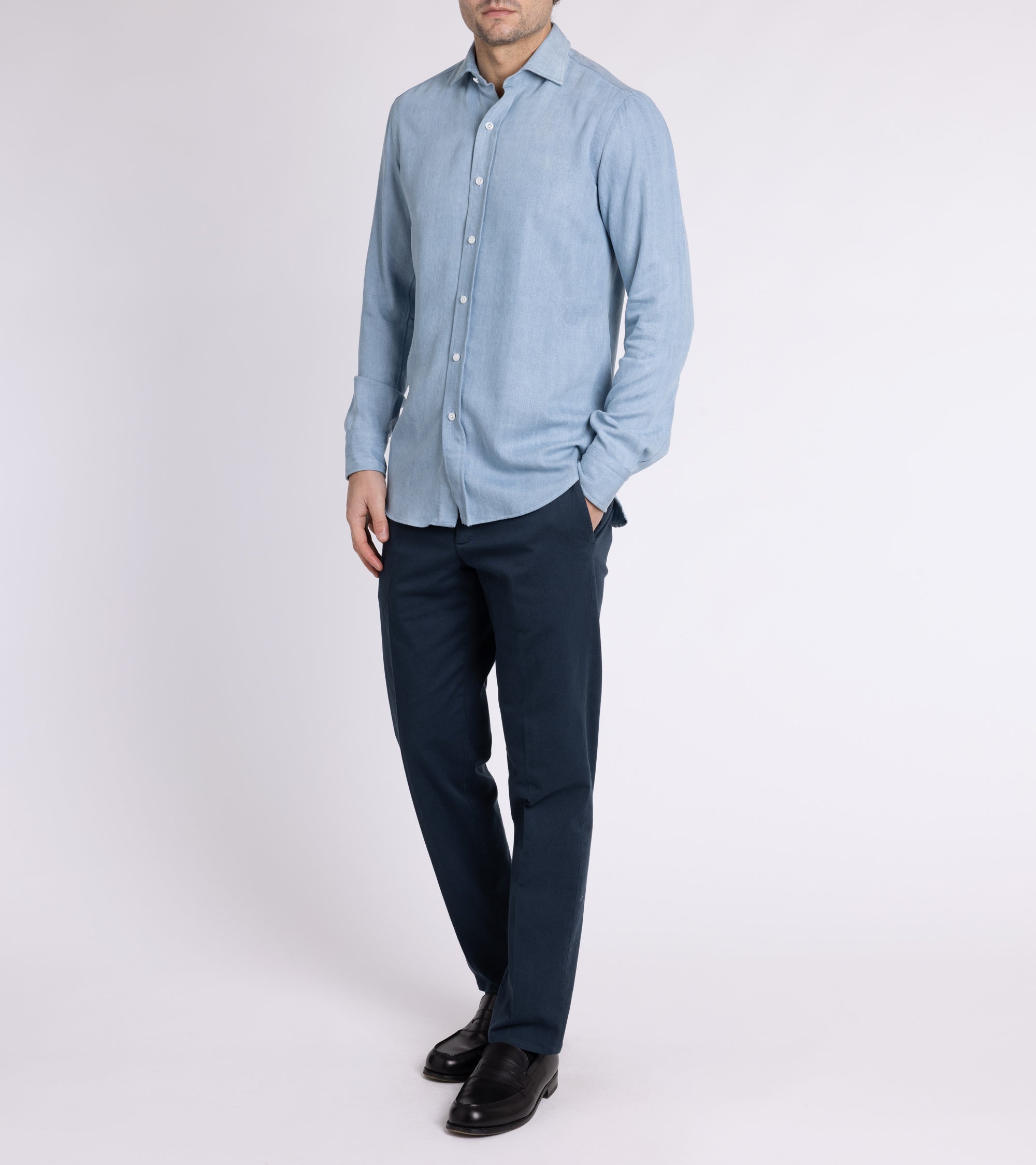 Salvatore Piccolo Lyocell Denim Shirt: Light Blue