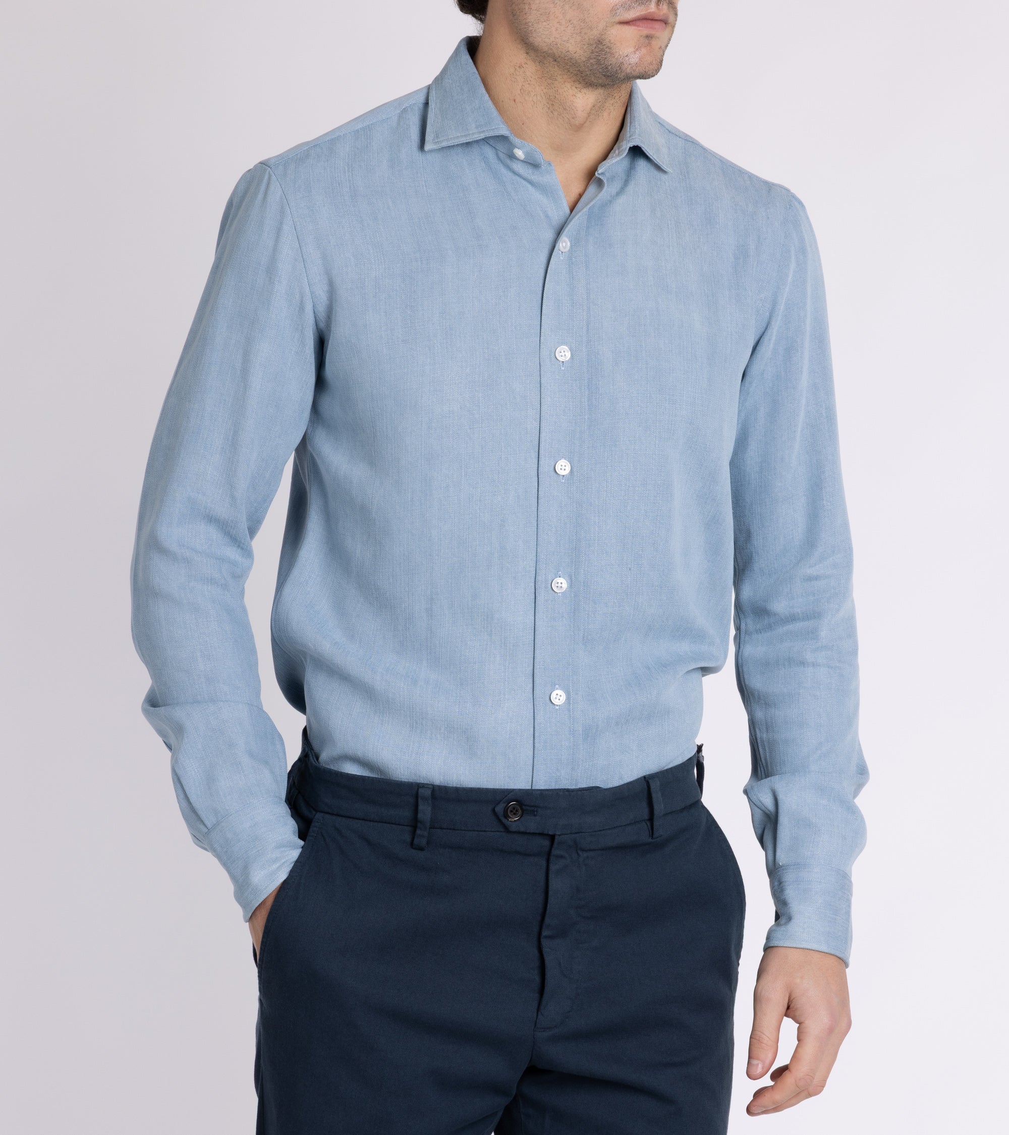 Salvatore Piccolo Lyocell Denim Shirt: Light Blue
