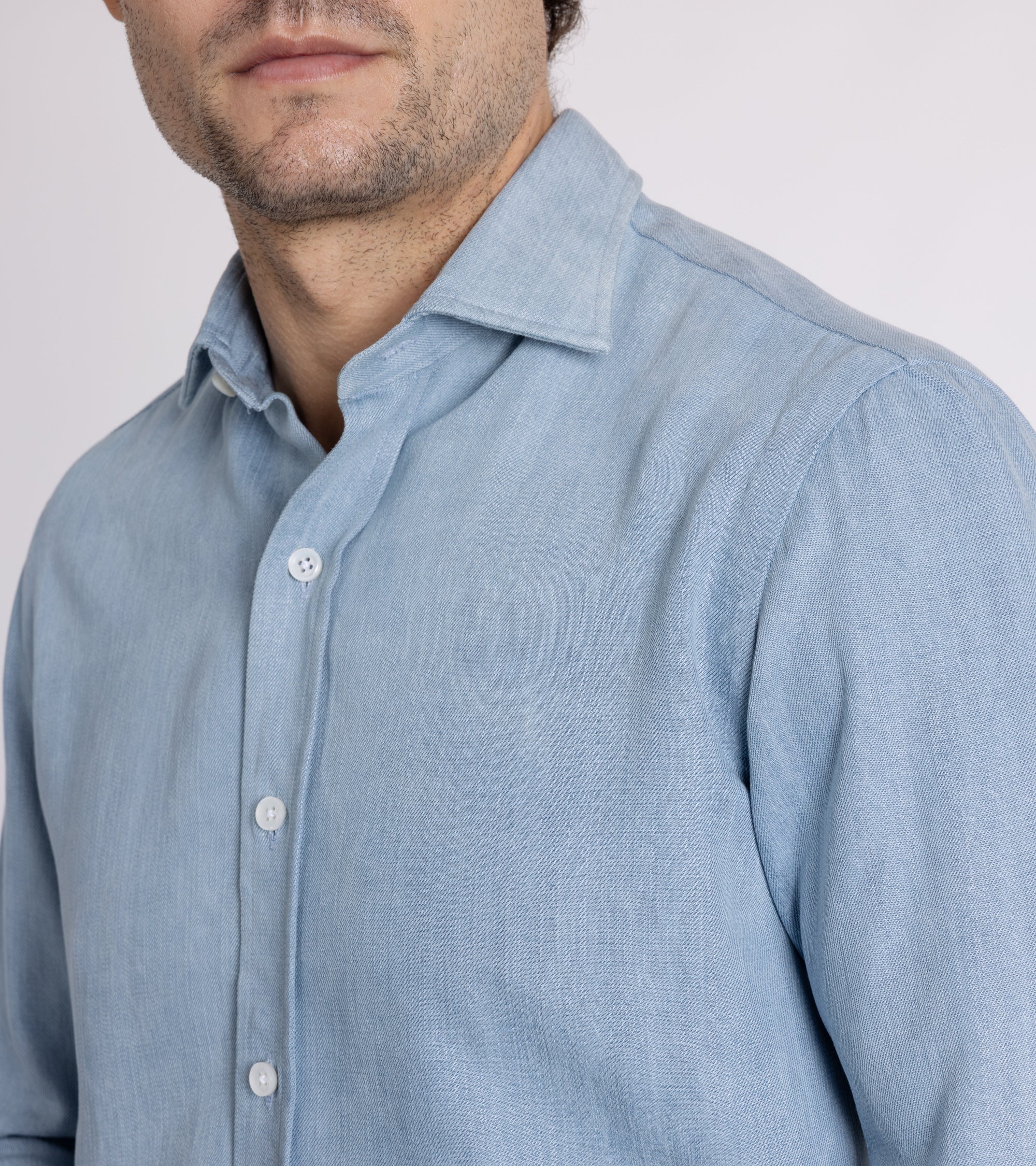 Salvatore Piccolo Lyocell Denim Shirt: Light Blue