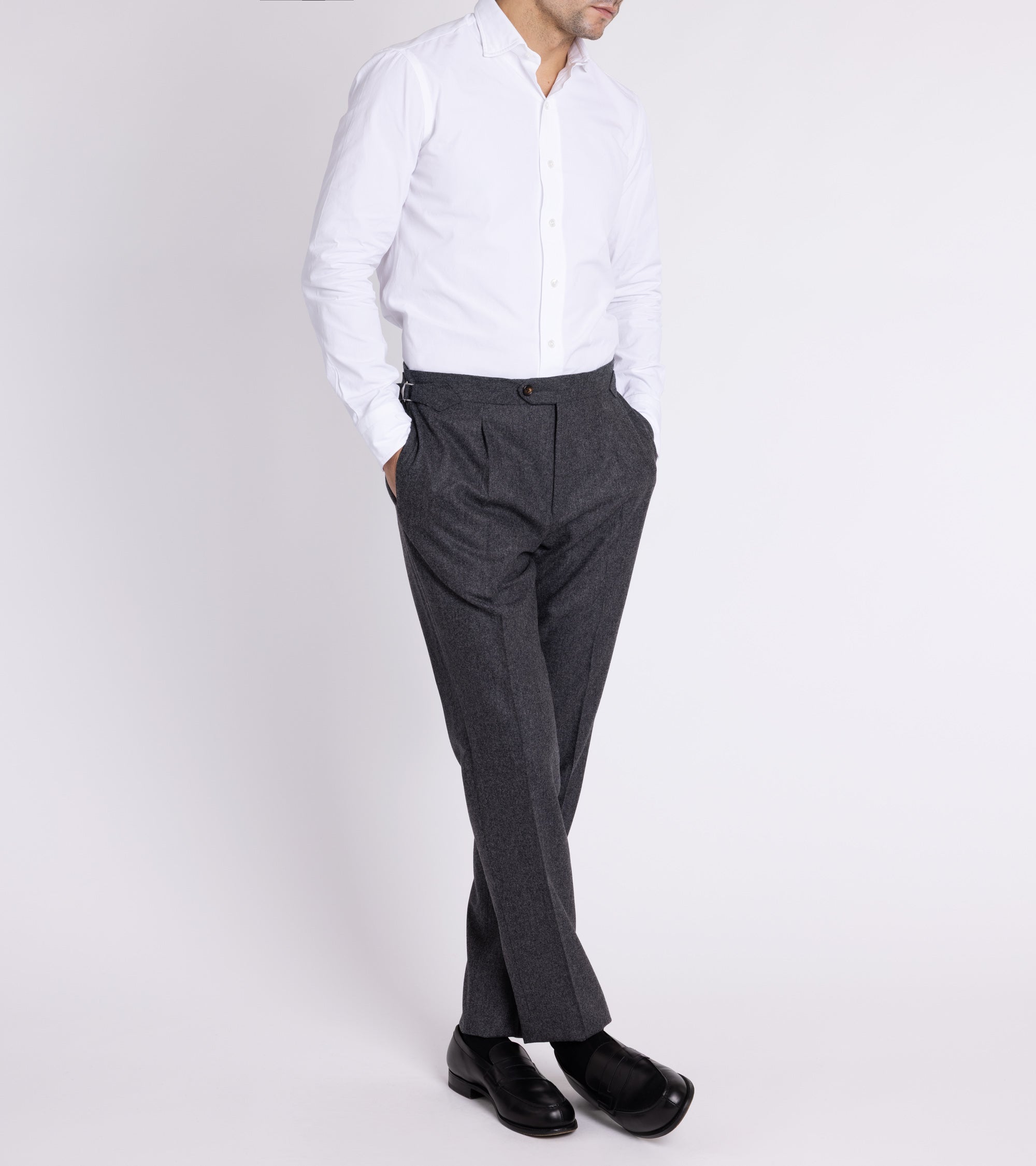 Trunk Warwick Wool Flannel Trousers: Grey