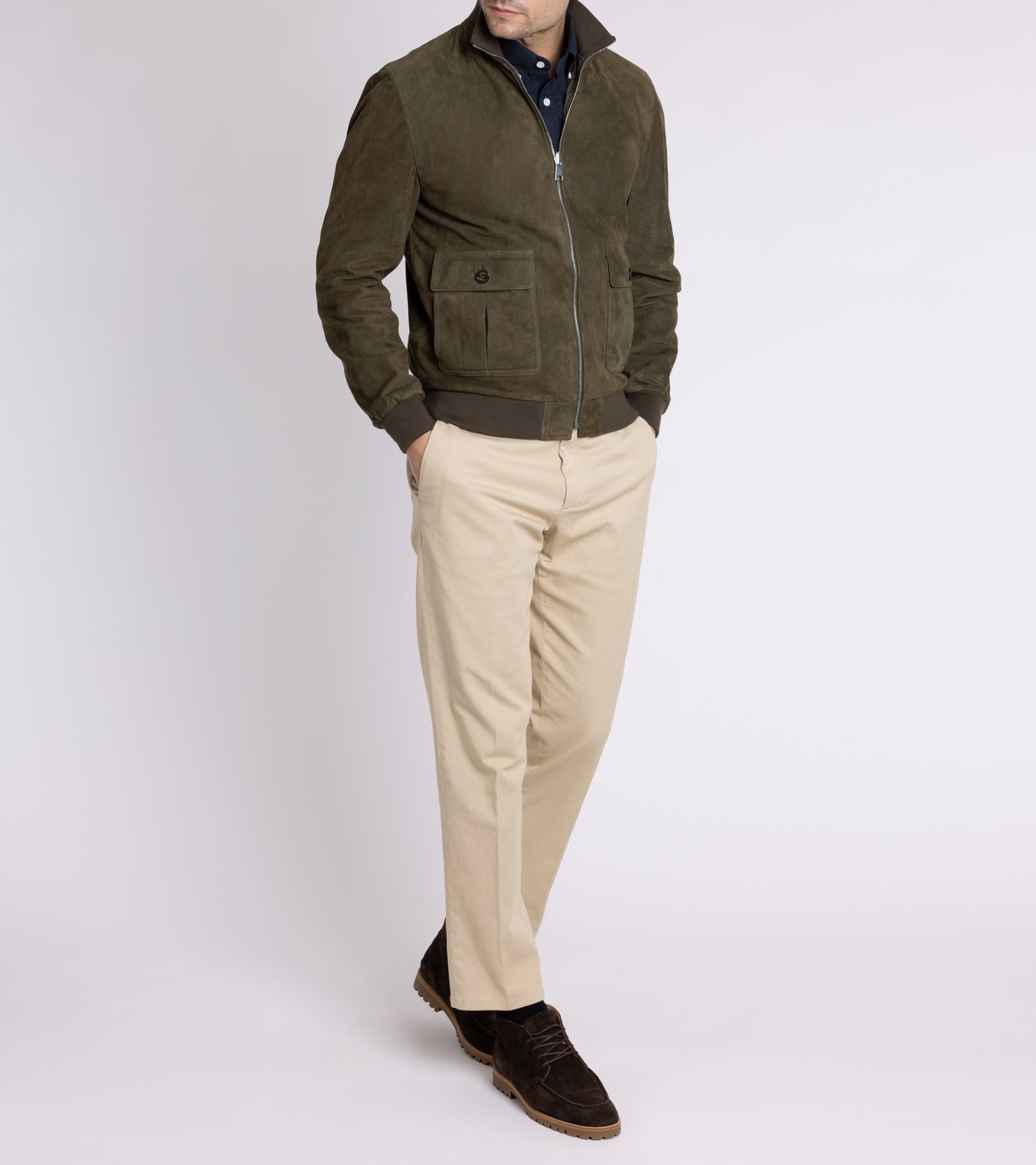 Valstar for Trunk Valstarino Reversible Suede Jacket: Moss