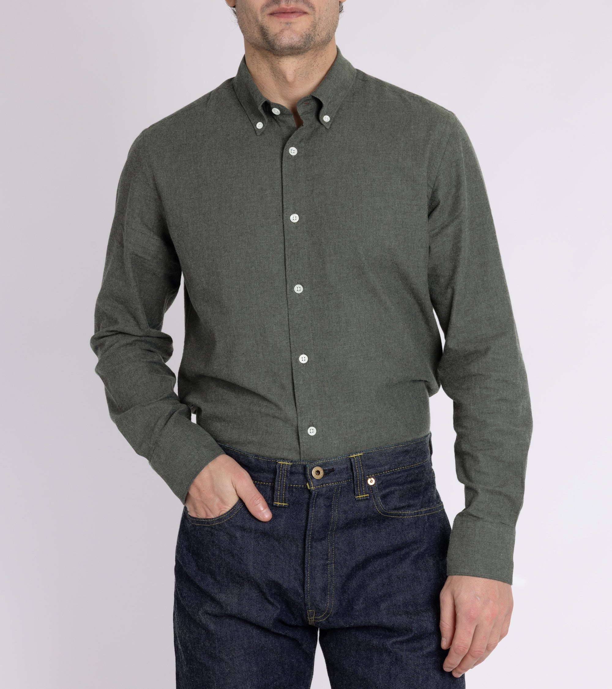 Trunk Eldon Cotton Flannel Shirt: Olive