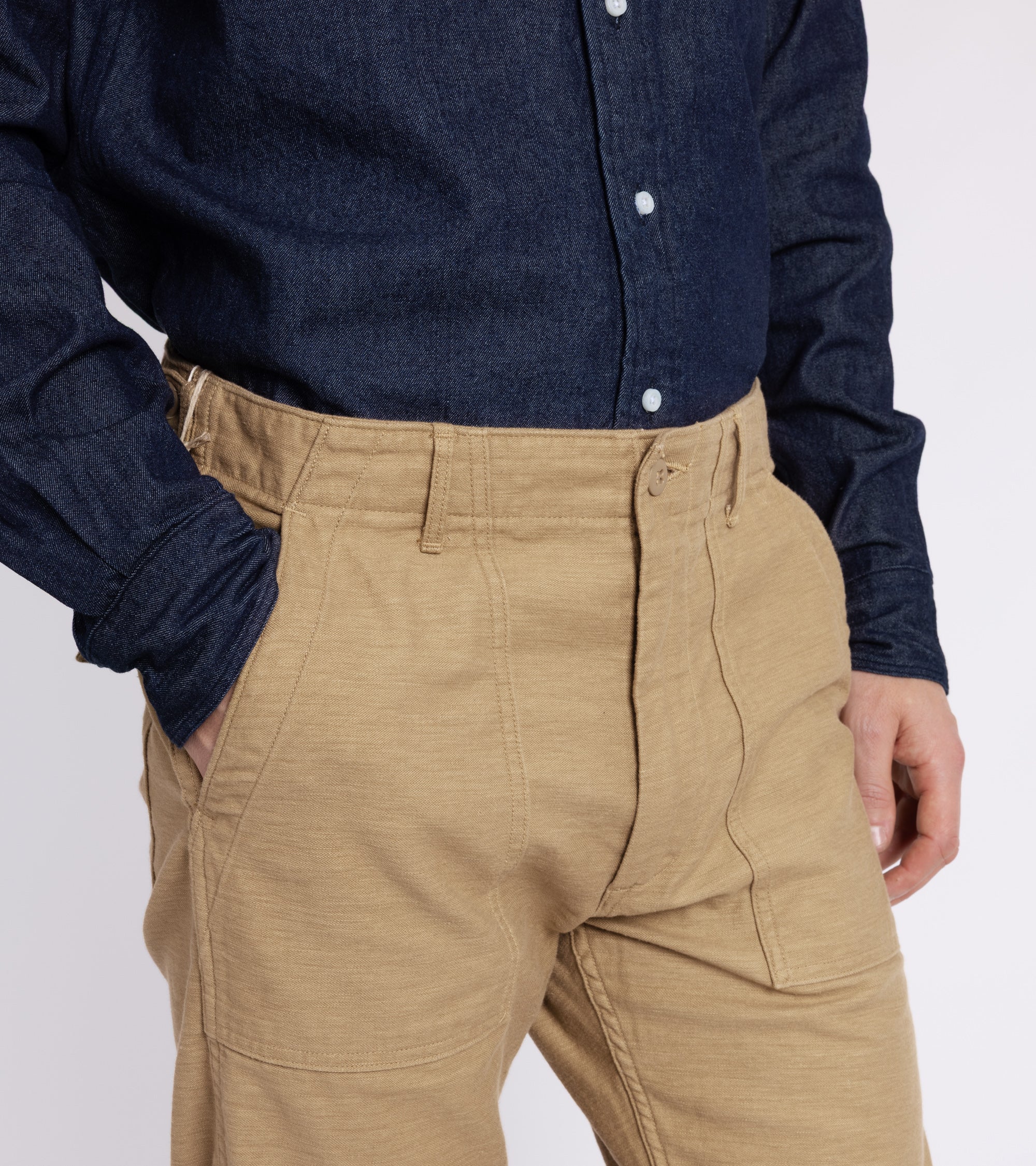 OrSlow Slim Fit Cotton Fatigue Pants: Khaki
