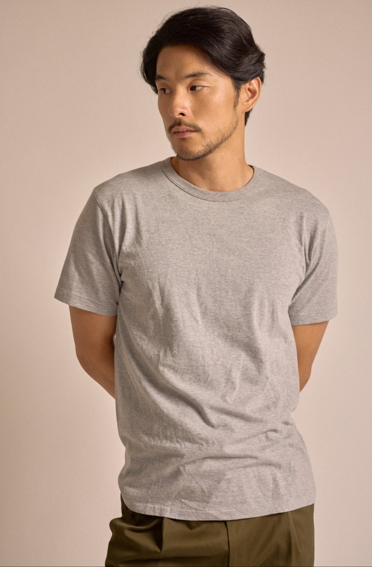 Sunray Sportswear Haleiwa short sleeve cotton t-shirt in hambledon grey, styled shot.