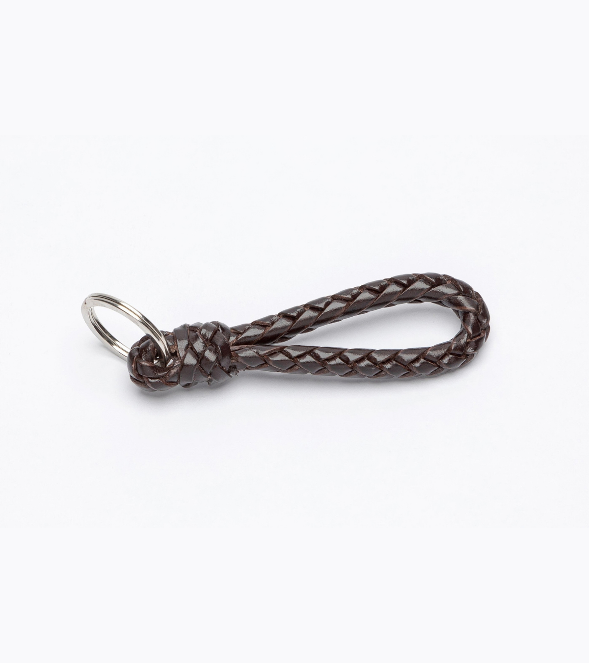 Beorma Bridle Leather Plaited Key Fob: Dark Brown
