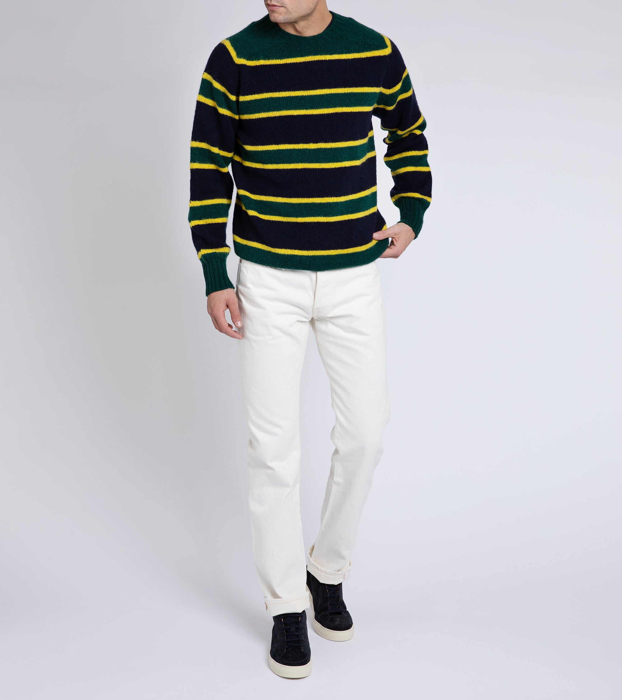 Howlin' Absolute Belter Wool Striped Crew Neck Sweater: Forest
