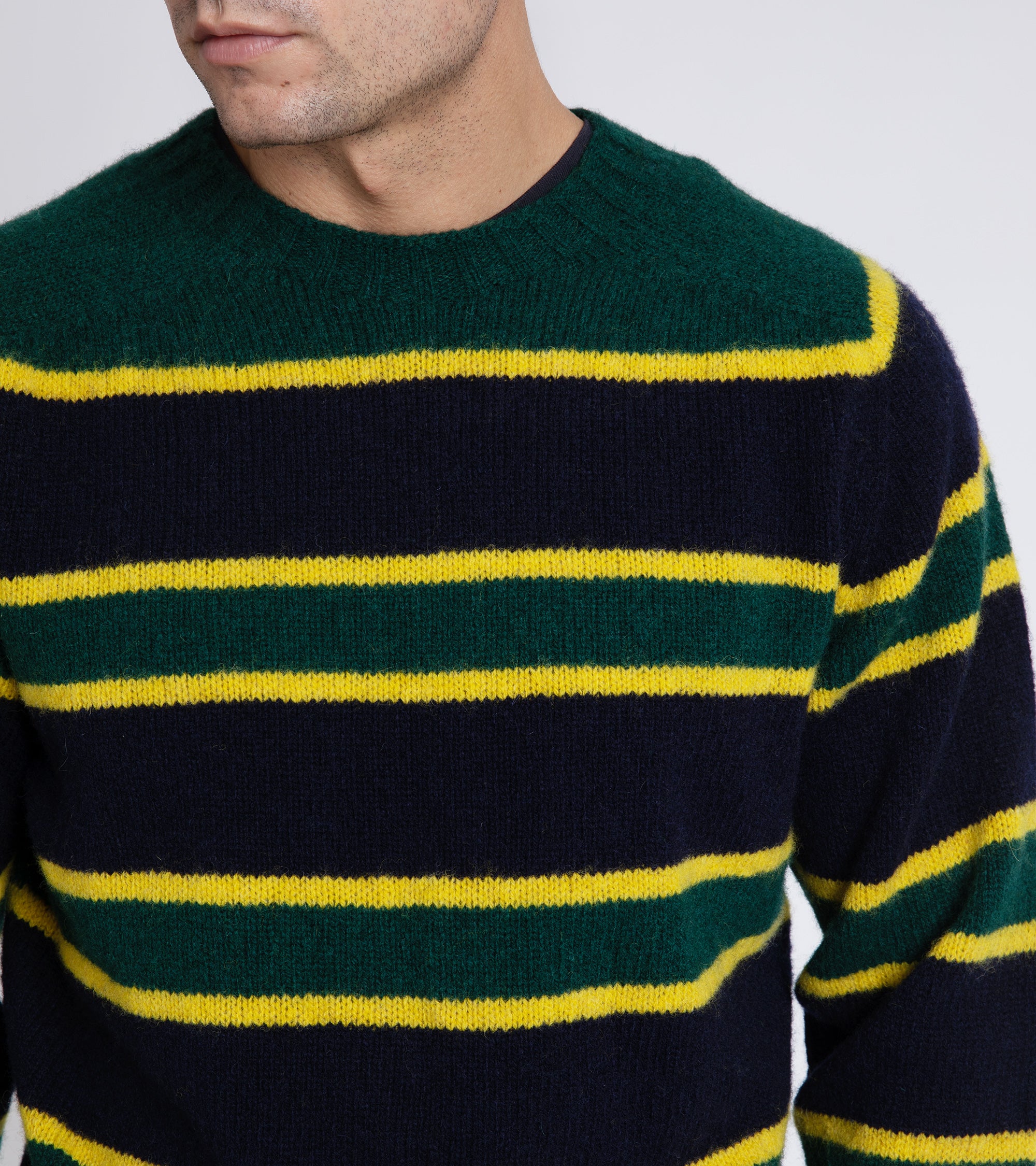 Howlin' Absolute Belter Wool Striped Crew Neck Sweater: Forest