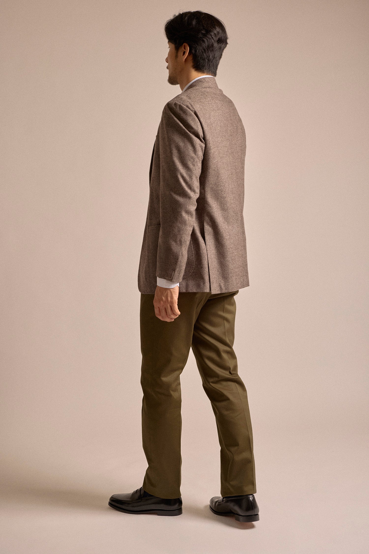 Ring Jacket Fox Brothers Micro Check Wool Jacket: Brown