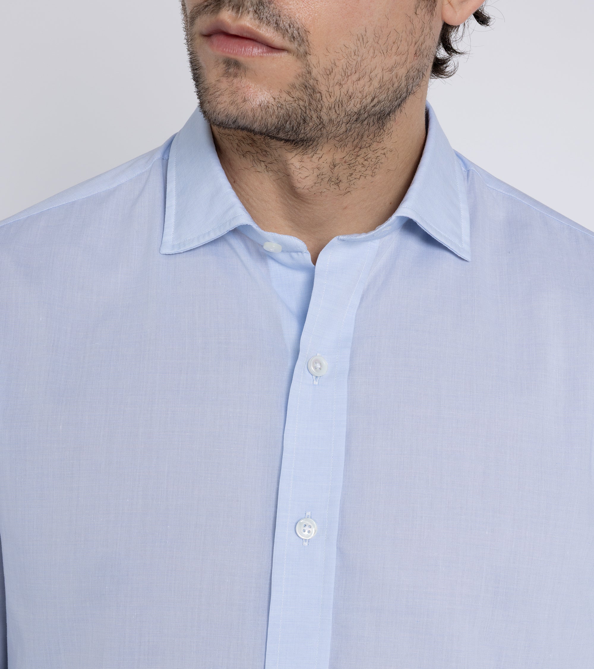Salvatore Piccolo Cotton Fil a Fil Shirt: Pale Blue