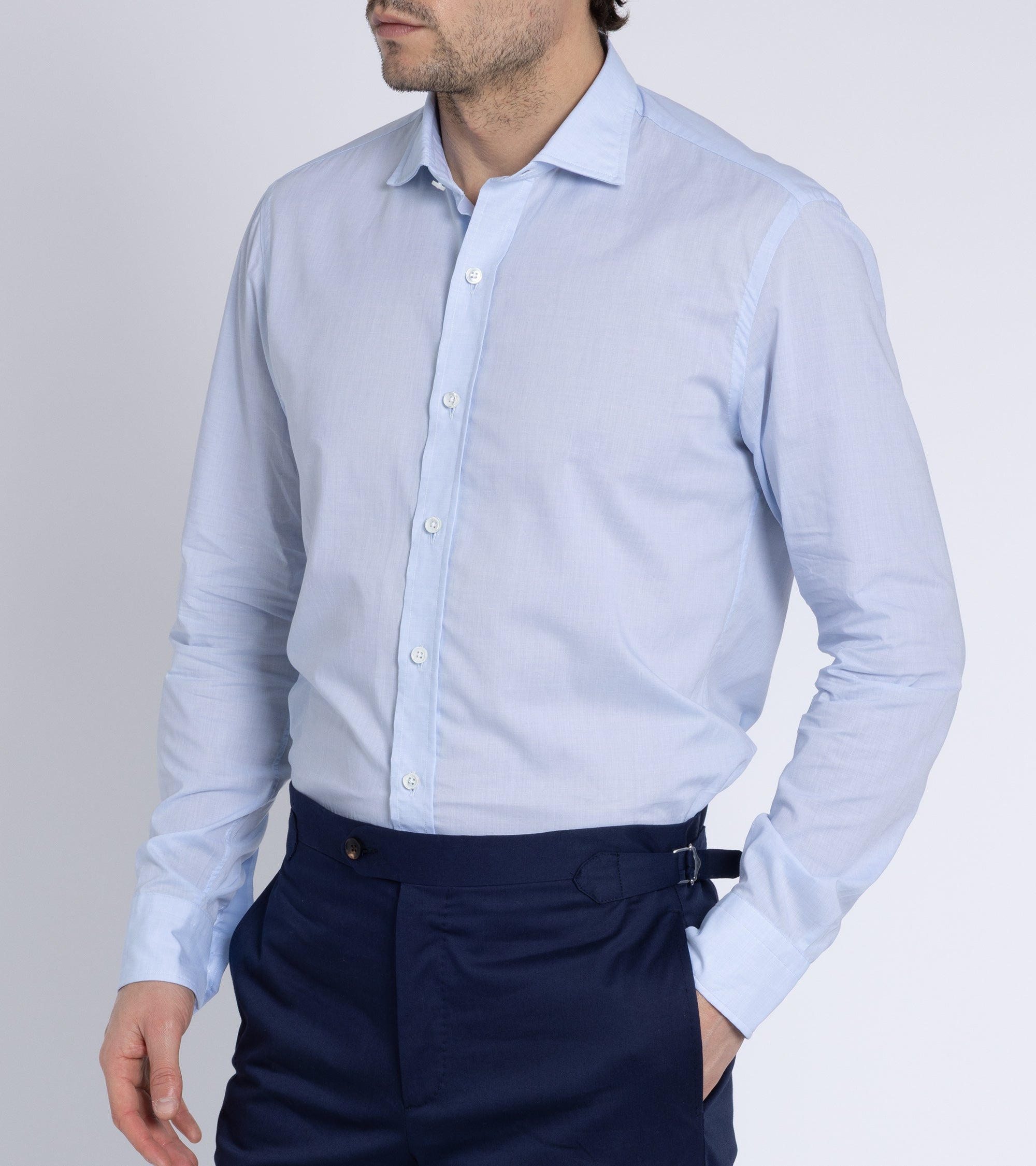 Salvatore Piccolo Cotton Fil a Fil Shirt: Pale Blue