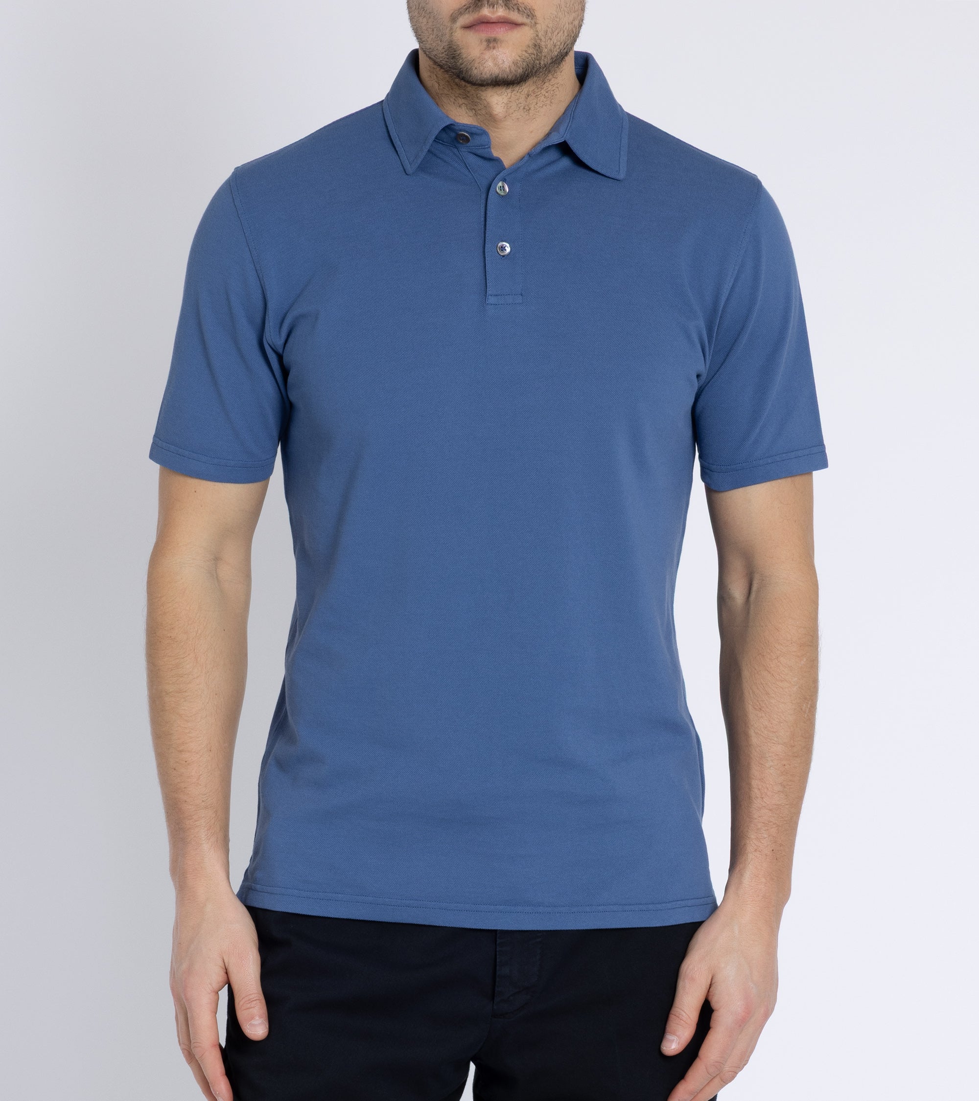 Trunk Moxon Short Sleeve Polo Shirt: Mid Blue