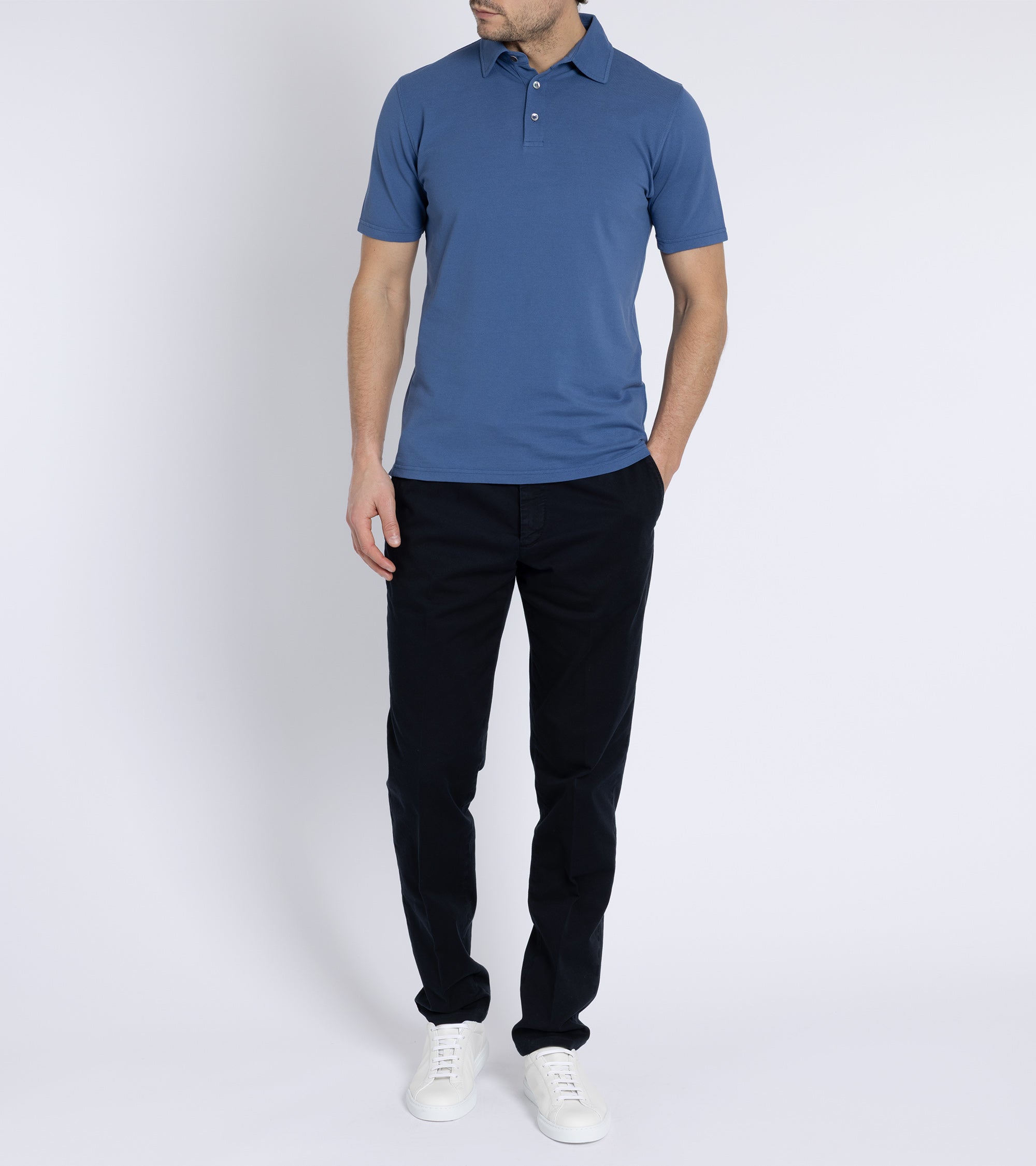Trunk Moxon Short Sleeve Polo Shirt: Mid Blue