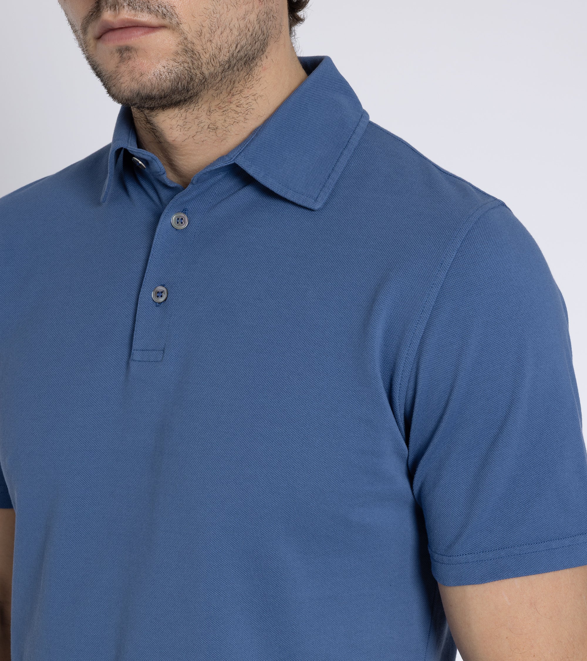 Trunk Moxon Short Sleeve Polo Shirt: Mid Blue