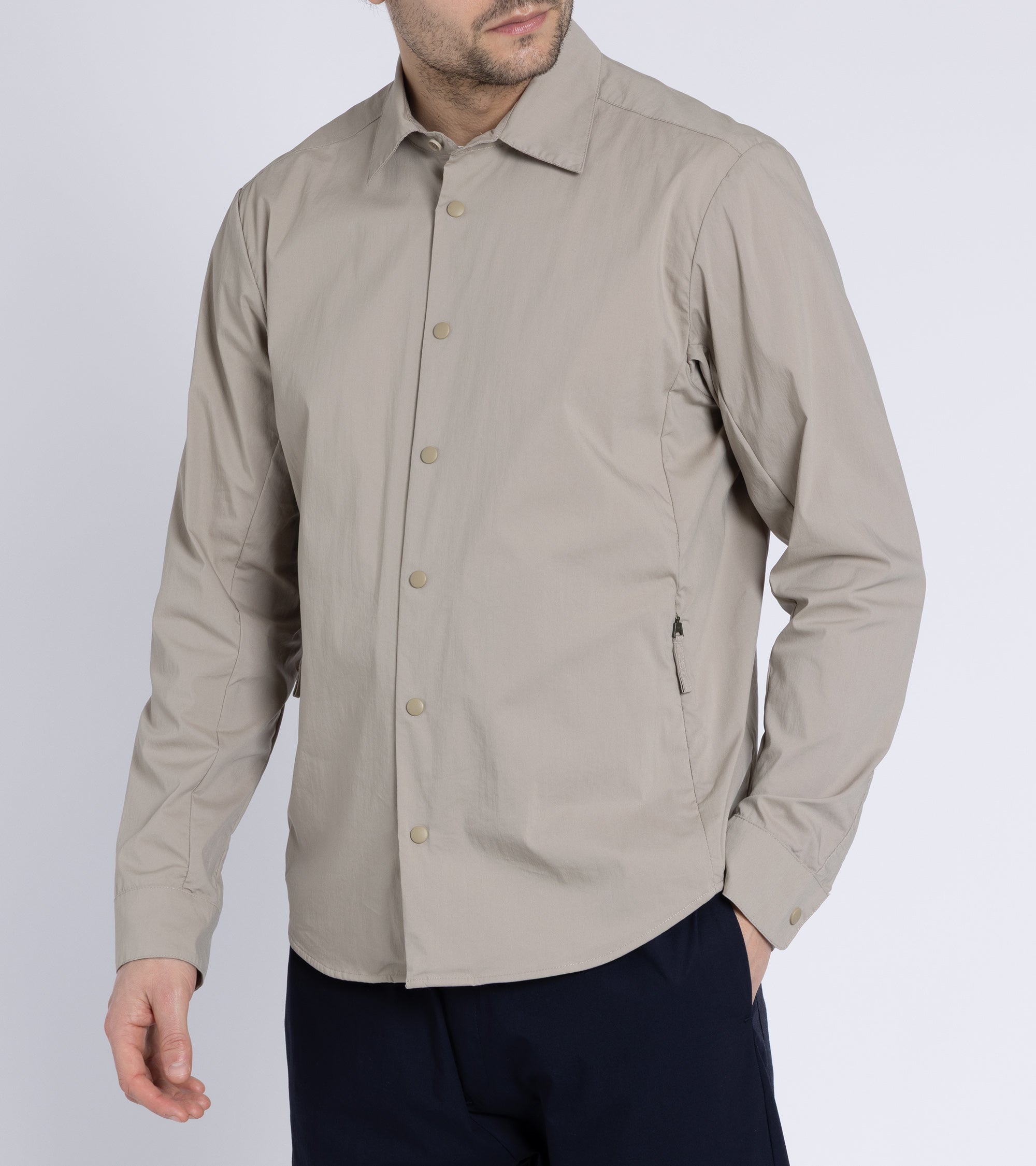 Aspesi Cotton Poplin Overshirt: Beige