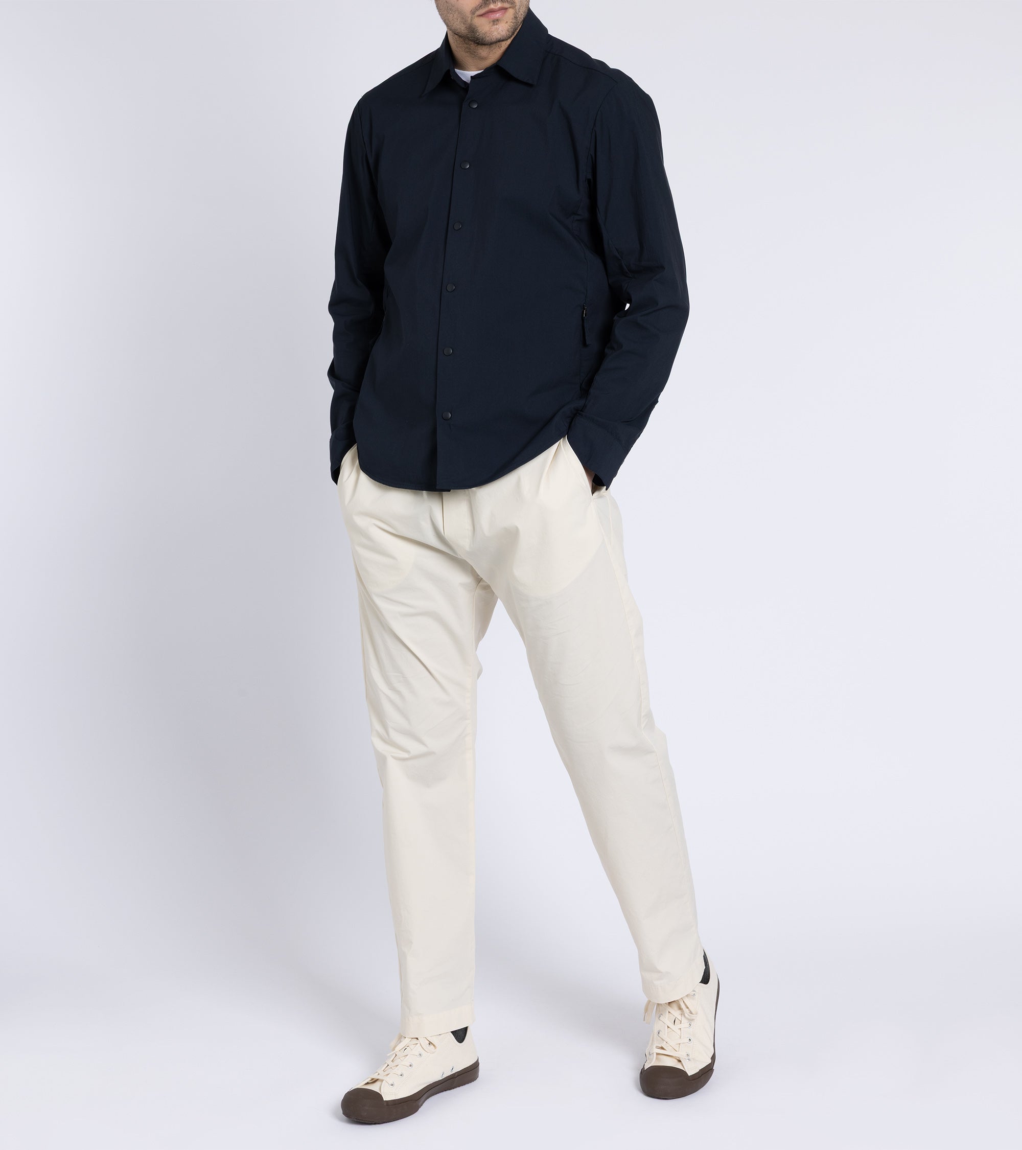 Aspesi Cotton Poplin Overshirt: Navy