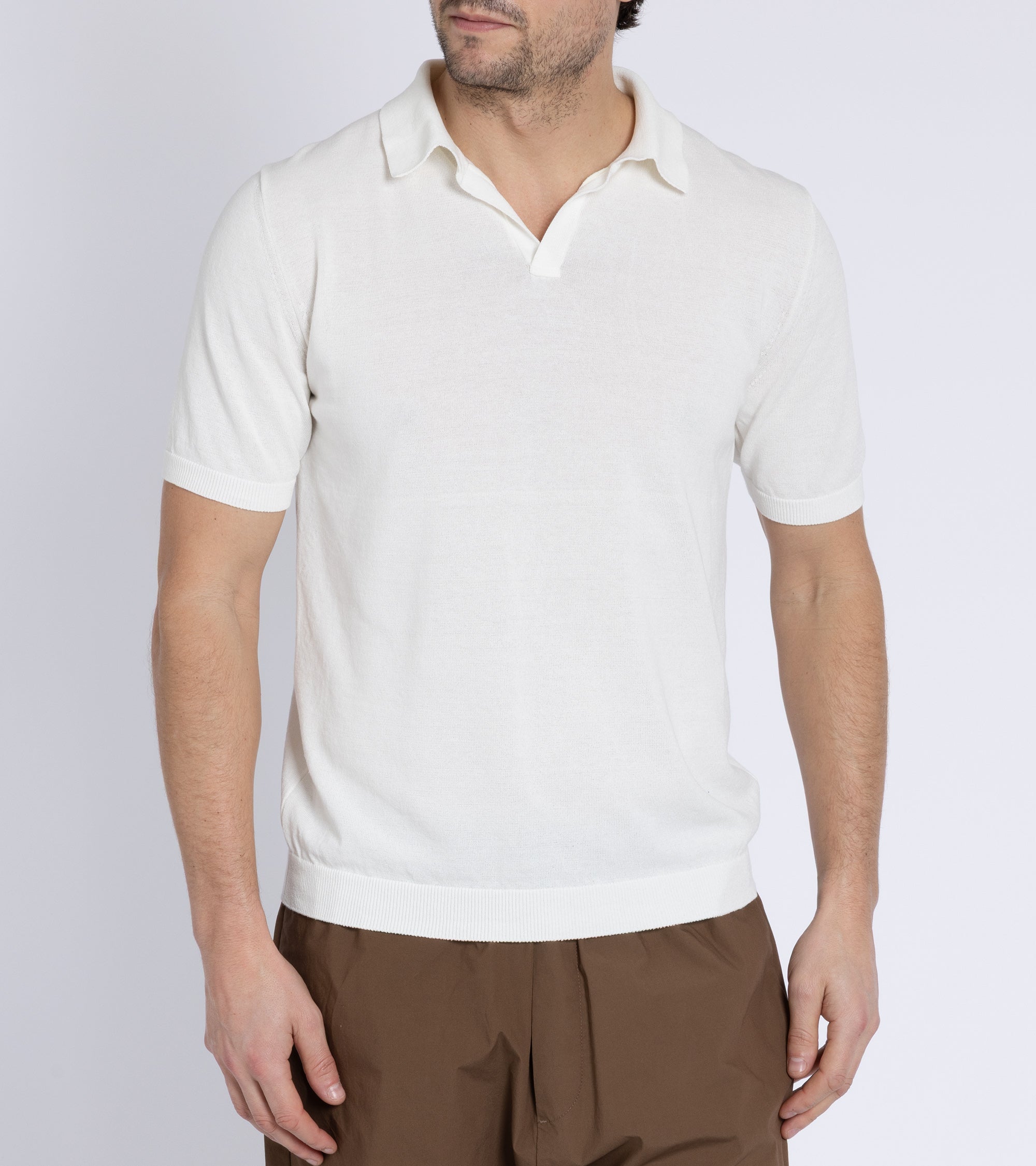 Mooncastle Ice Cotton Knit Skipper Shirt: Off White