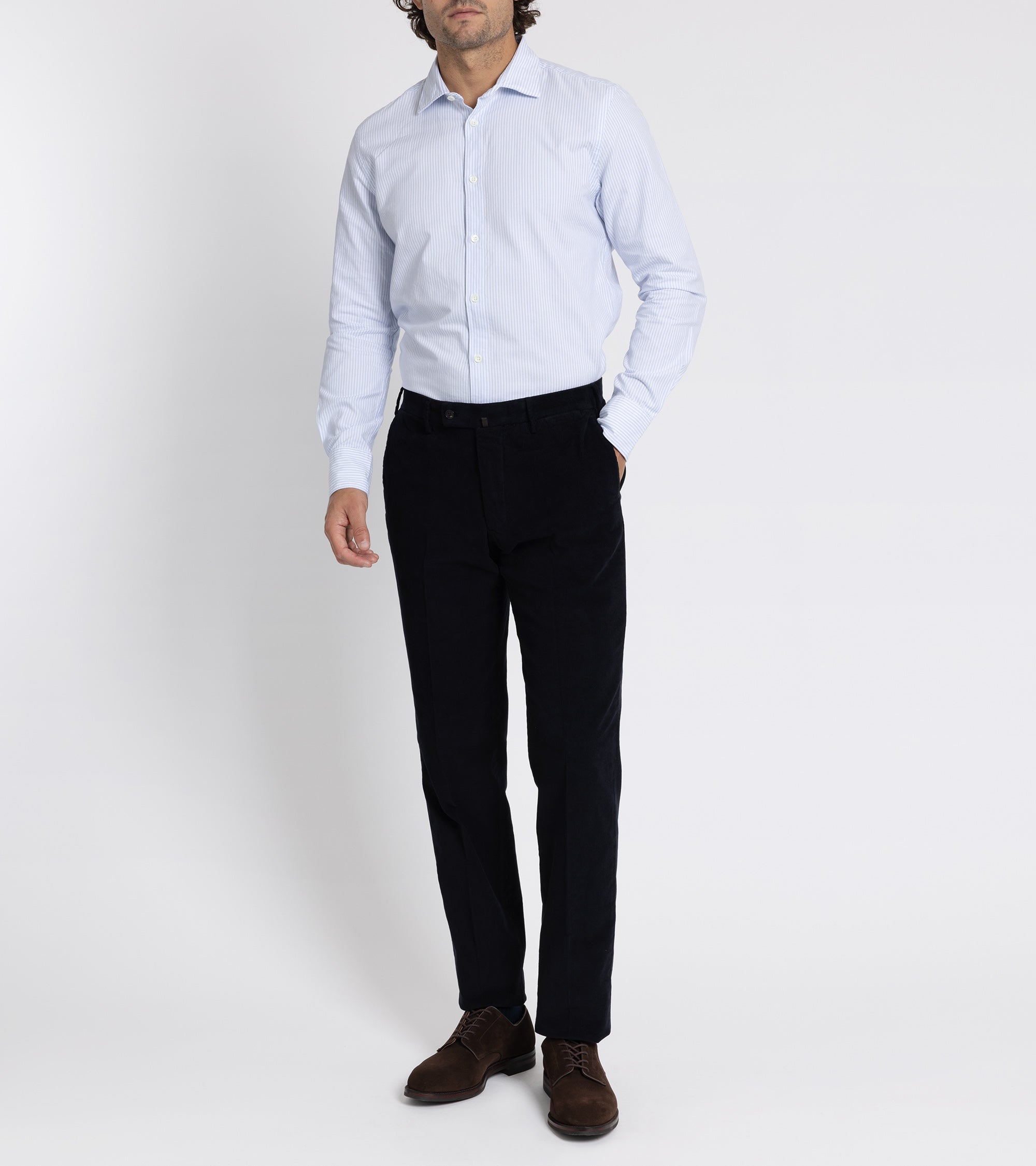 Incotex Regular Overdyed Cotton Corduroy Trousers: Navy