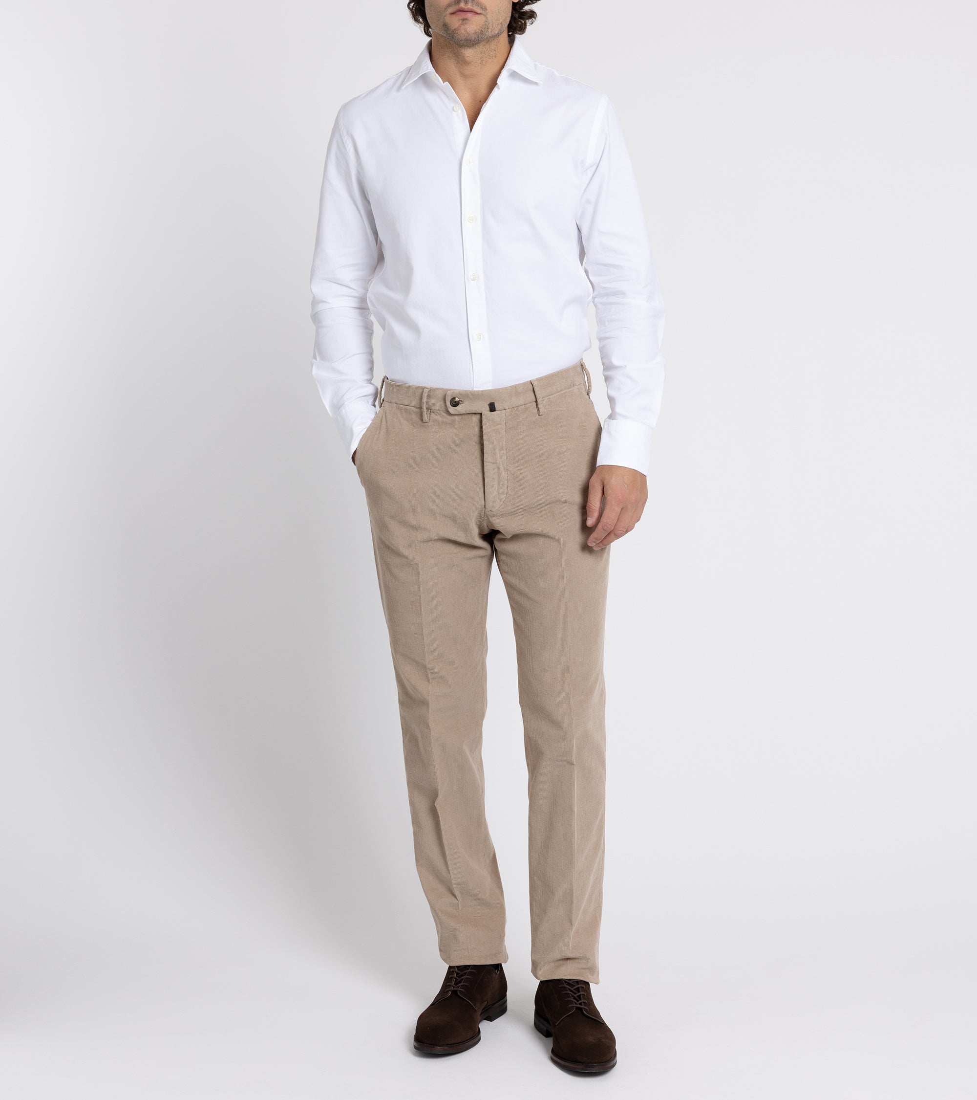 Incotex Regular Overdyed Cotton Corduroy Trousers: Mushroom