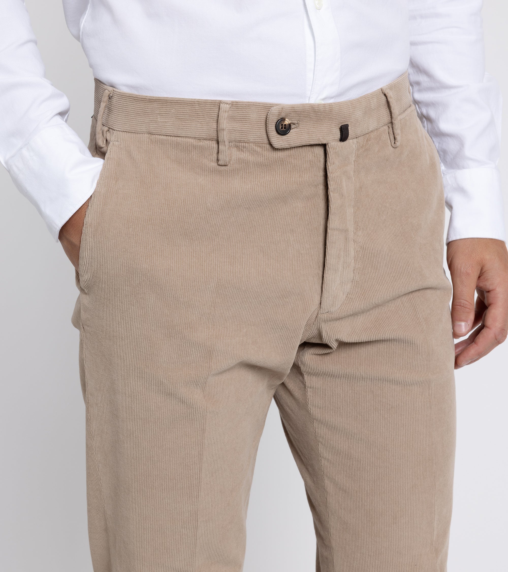 Incotex Regular Overdyed Cotton Corduroy Trousers: Mushroom