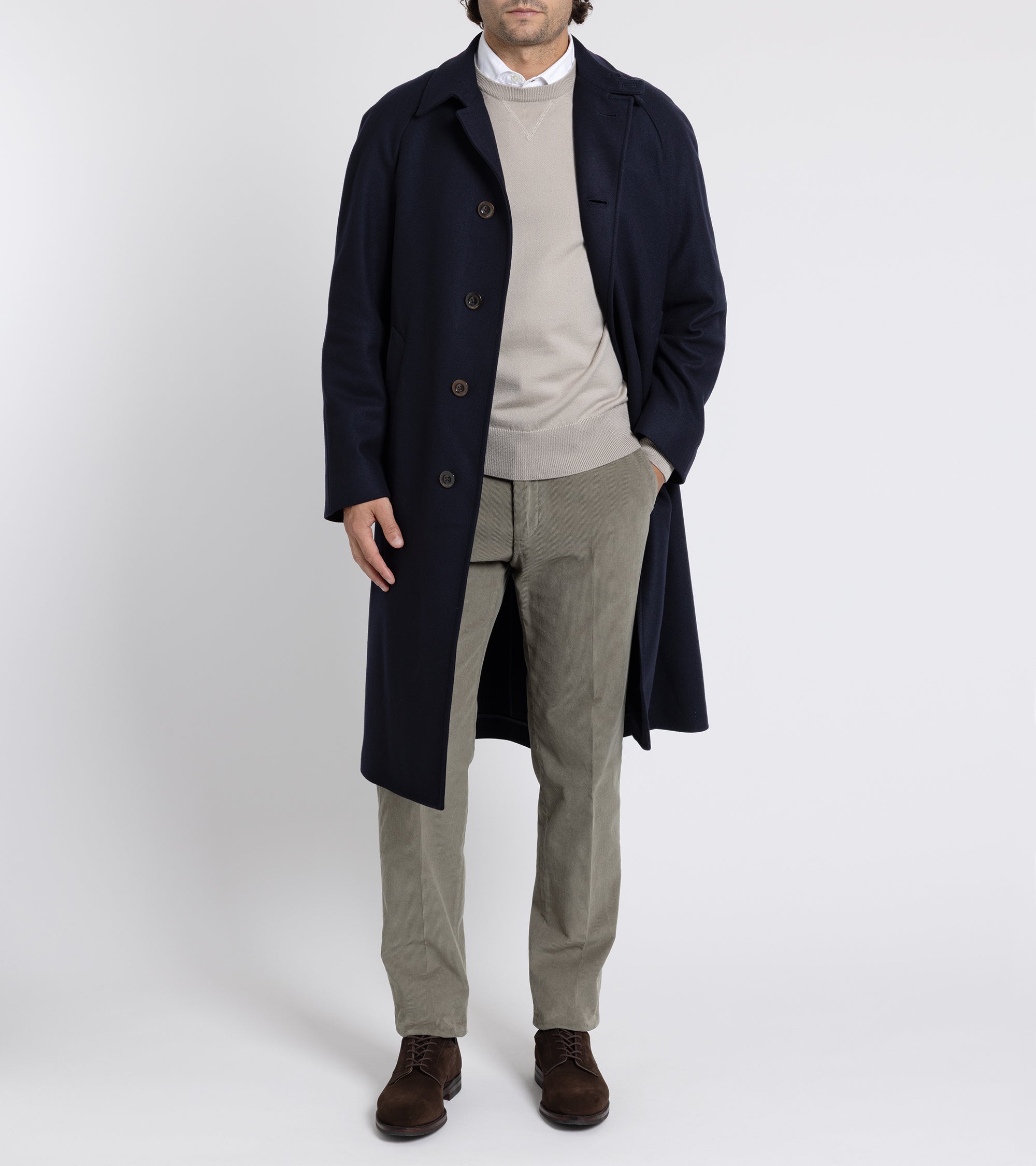 Boglioli Wool Tiroler Overcoat: Navy