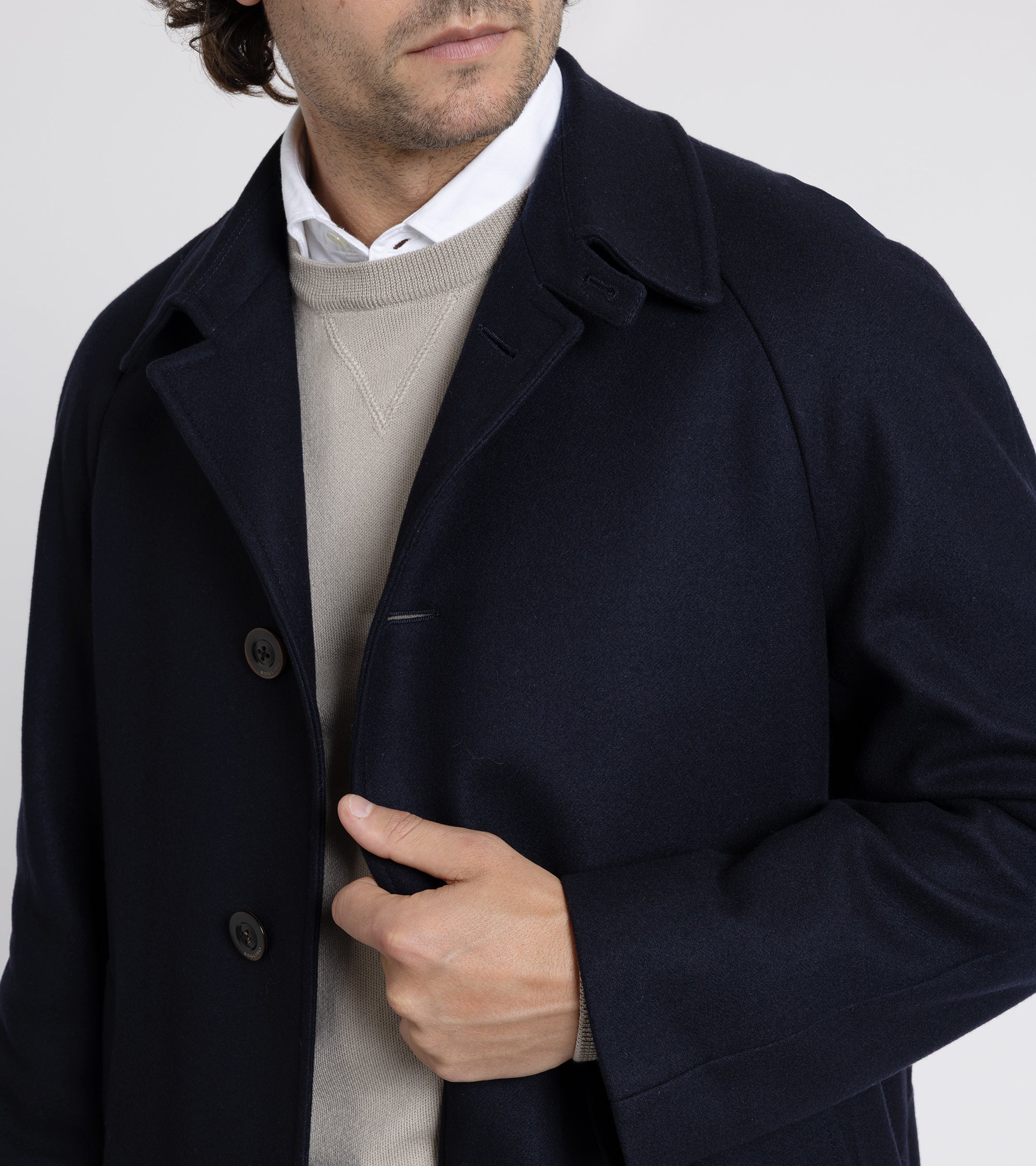 Boglioli Wool Tiroler Overcoat: Navy