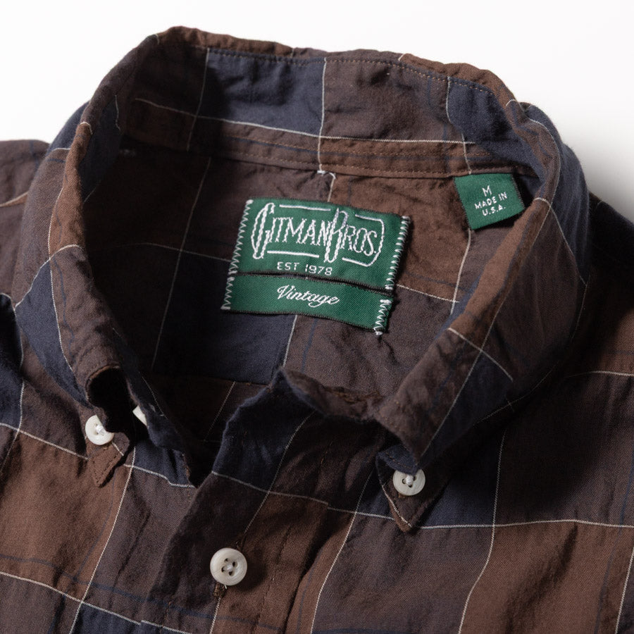 Gitman Vintage Japanese Cotton Check Button Down Shirt: Brown