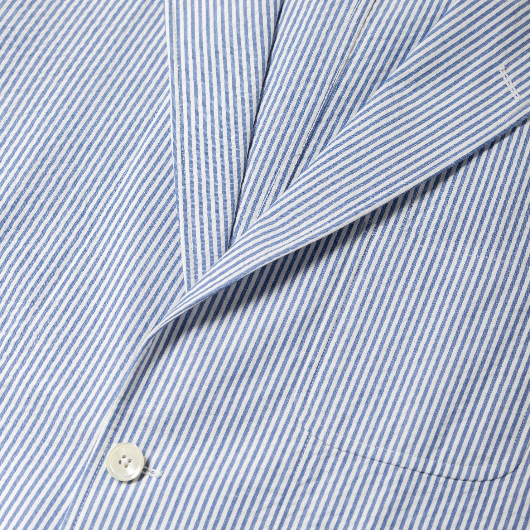Gitman Vintage Cotton Seersucker Stripe Simple Jacket: Blue