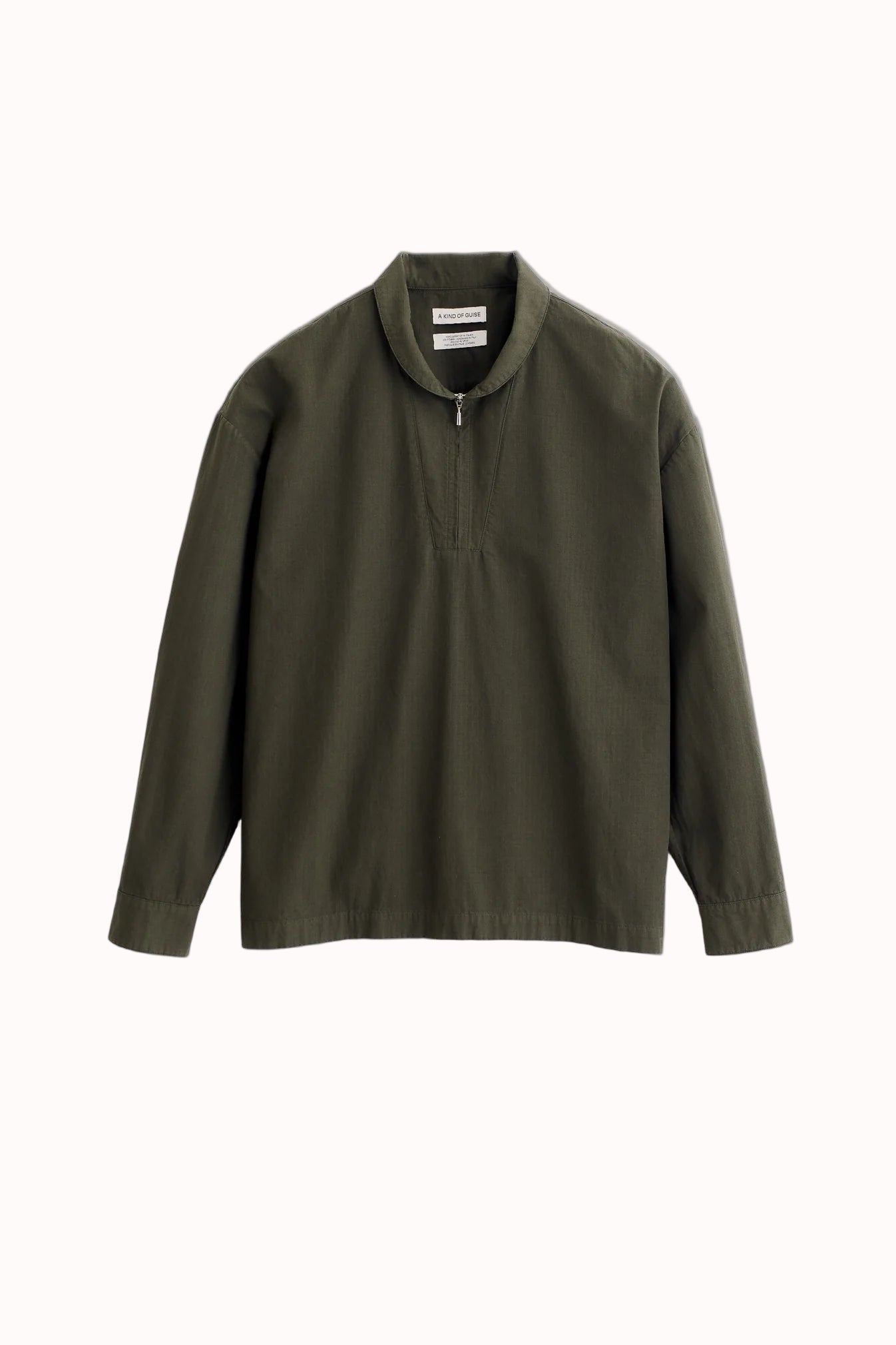 A Kind of Guise Chao Cotton Fishermen's Half Zip Shirt: Dark Woods