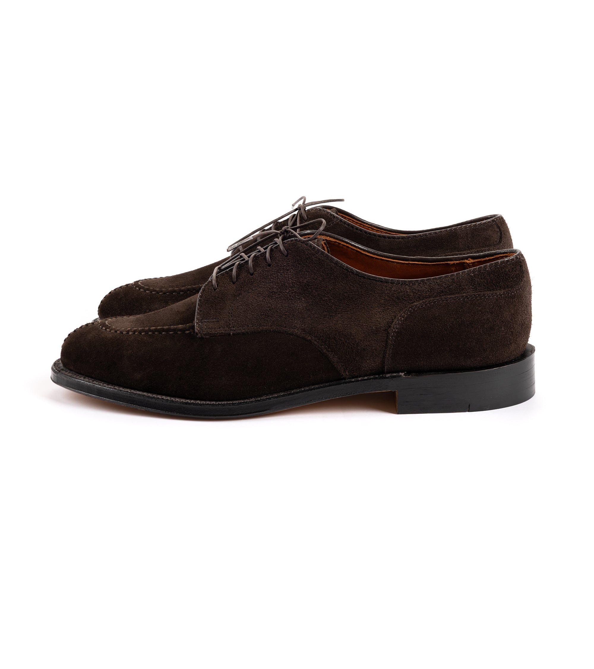 Alden for Trunk Suede Norwegian Split Toe Blucher Shoe: Chocolate 2246
