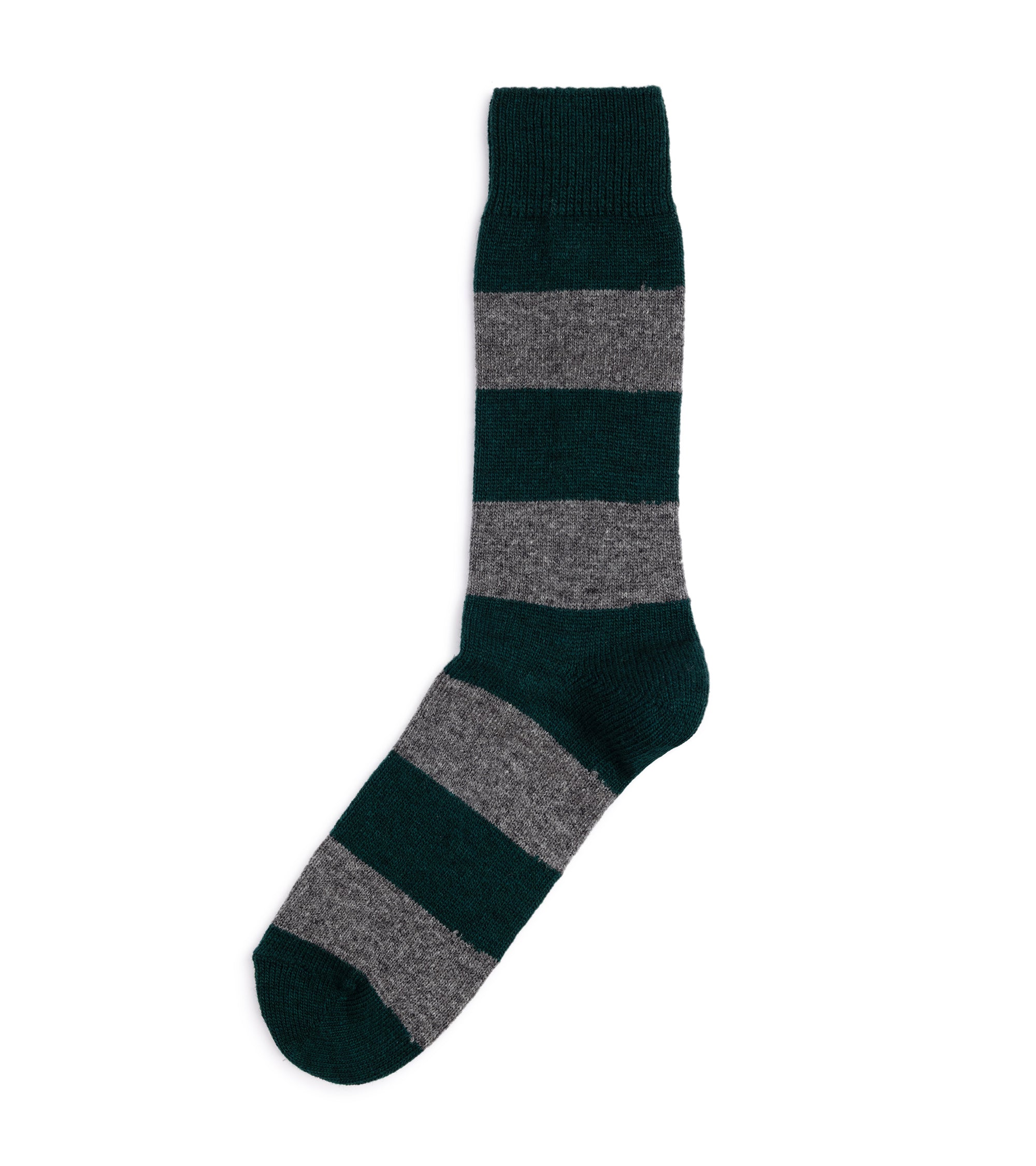 Anonymous Ism Wool Cashmere Stripe Crew Socks: Moss