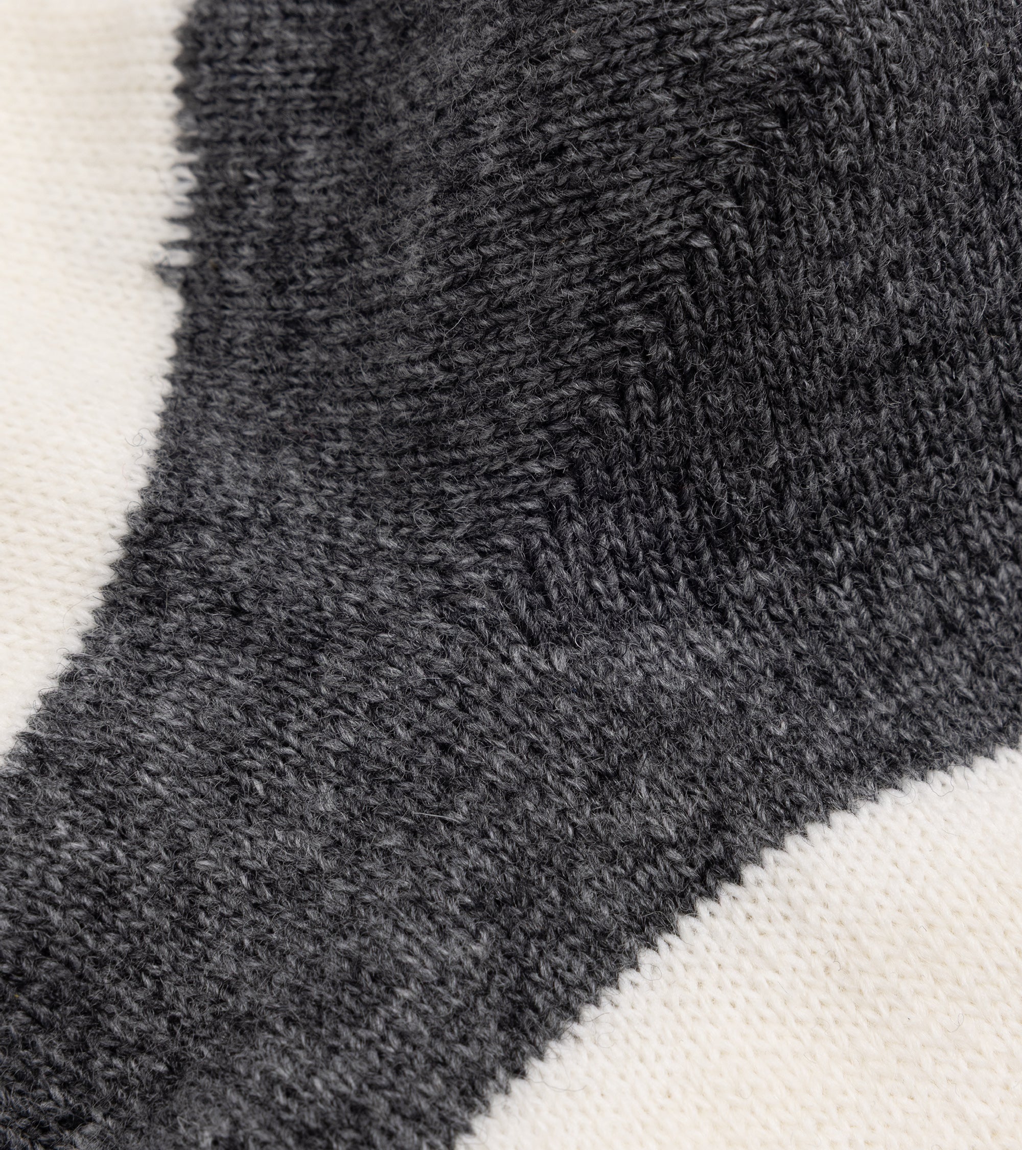 Anonymous Ism Wool Cashmere Stripe Crew Socks: Dark Grey