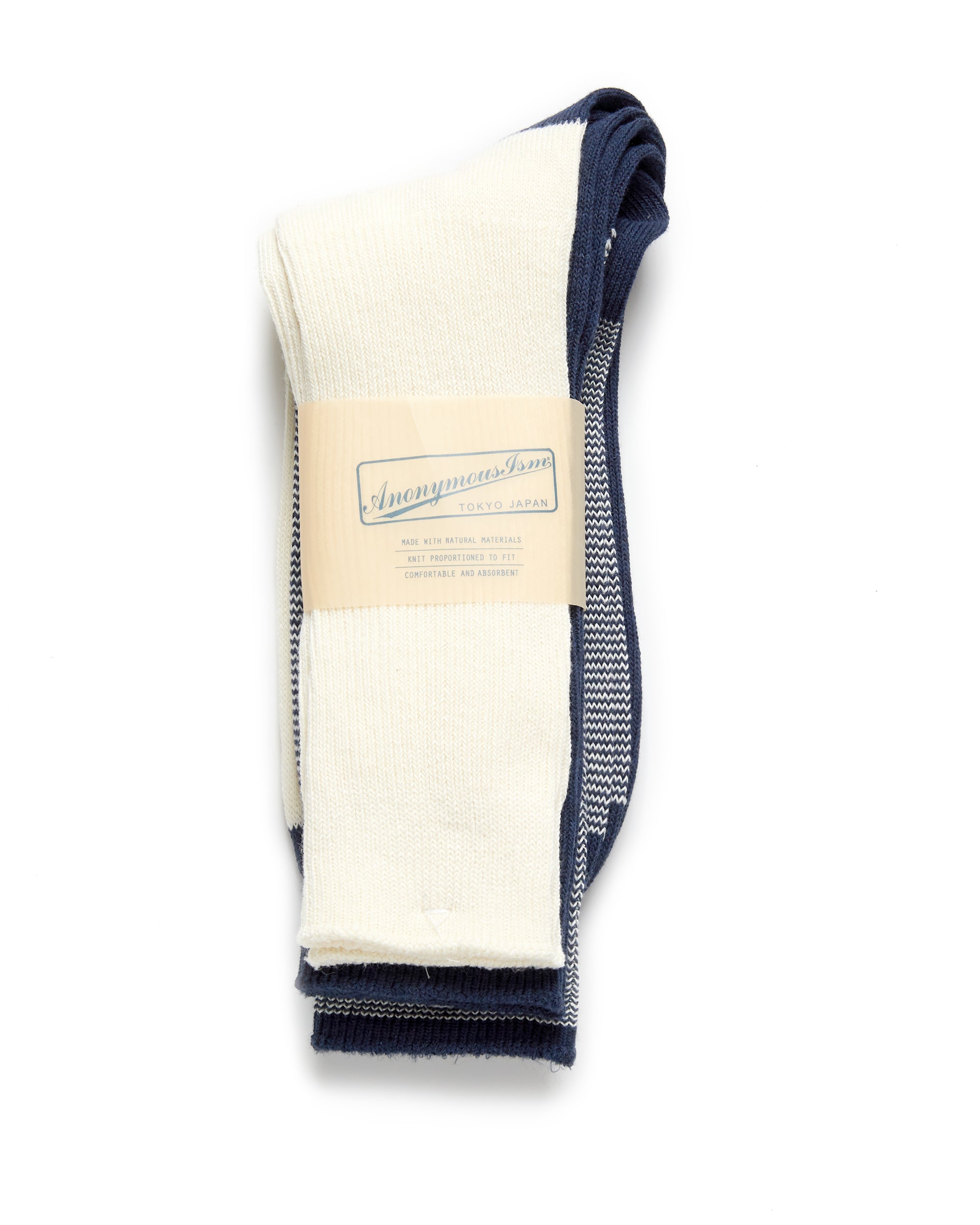 Anonymous Ism 3-Pack American Rib Crew Socks: Navy/White