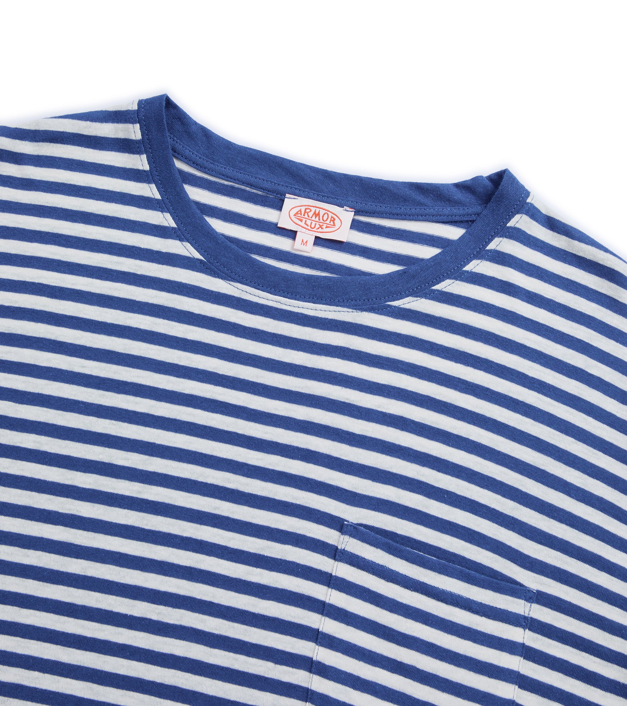 Armor Lux Cotton Linen Striped T-Shirt: Marine Blue