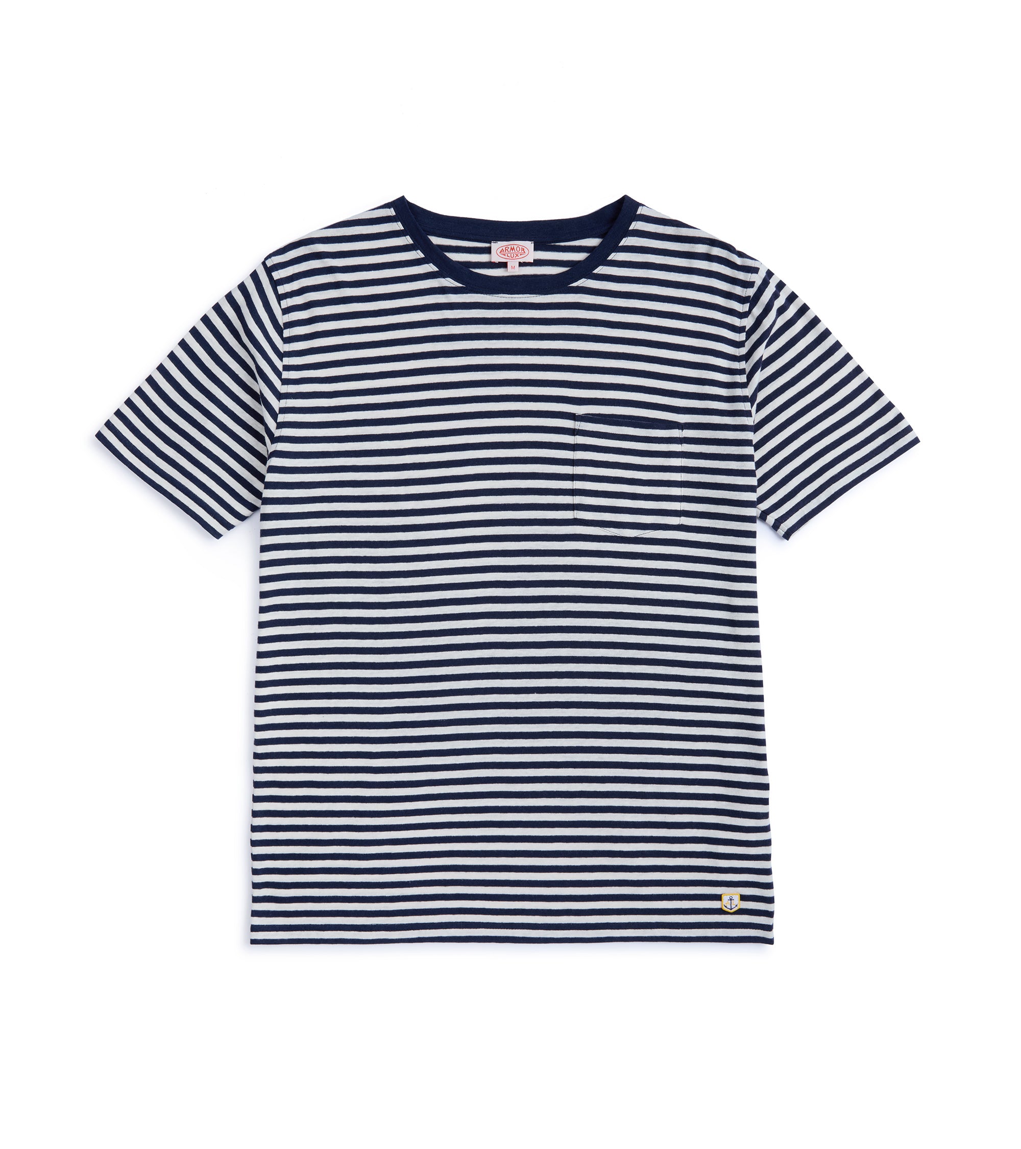 Armor Lux Cotton Linen Striped T-Shirt: Navy