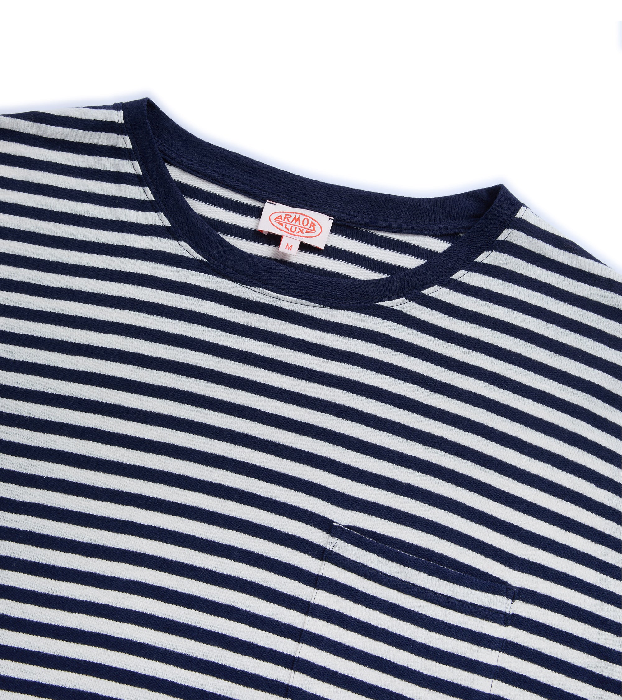 Armor Lux Cotton Linen Striped T-Shirt: Navy