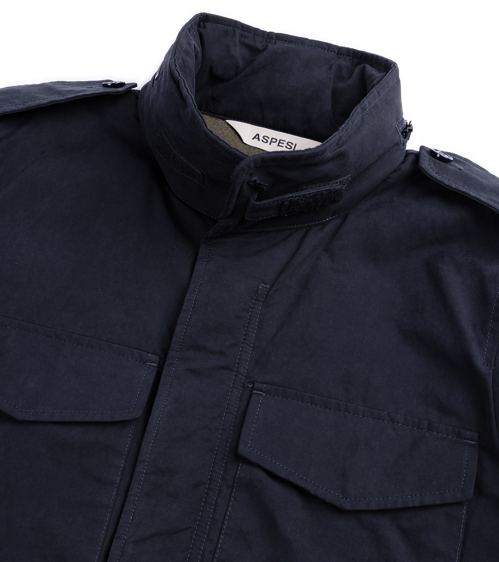 Aspesi Mini Field Dry Wax Cotton Padded Jacket: Black Navy