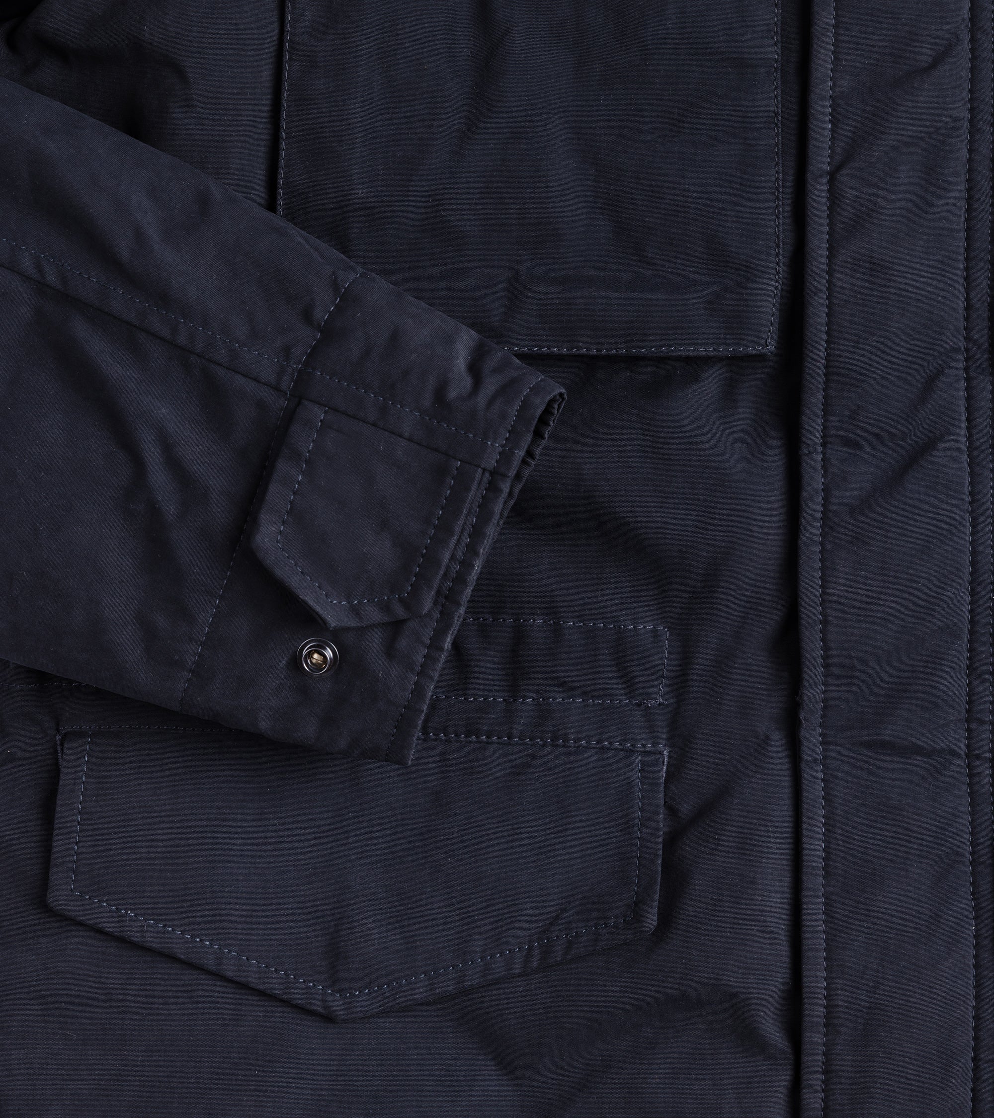 Aspesi Mini Field Dry Wax Cotton Padded Jacket: Black Navy
