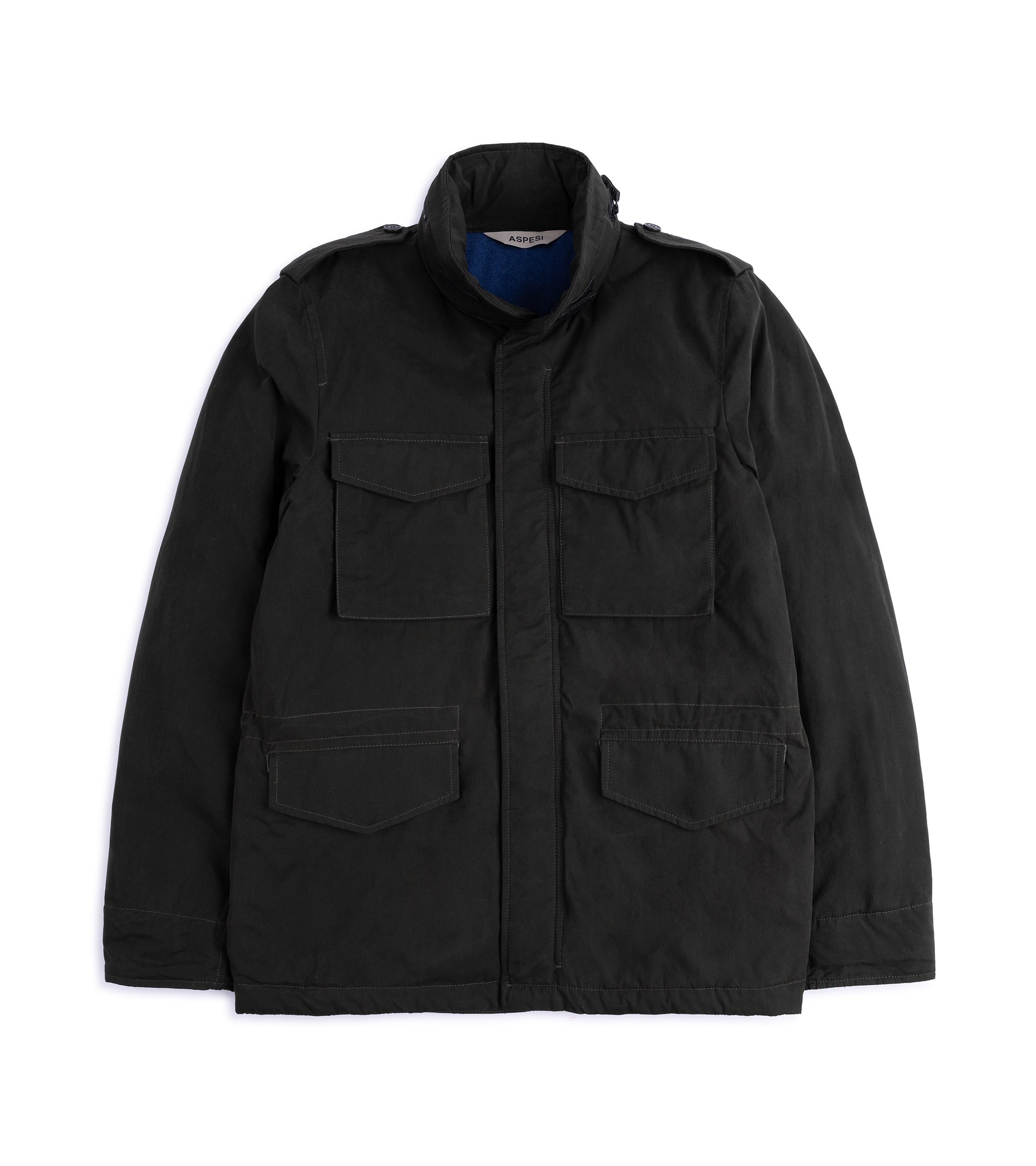 Aspesi Mini Field Dry Wax Cotton Padded Jacket: Dark Green
