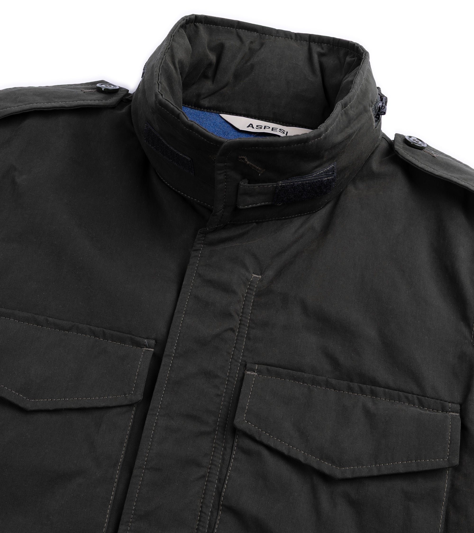 Aspesi Mini Field Dry Wax Cotton Padded Jacket: Dark Green