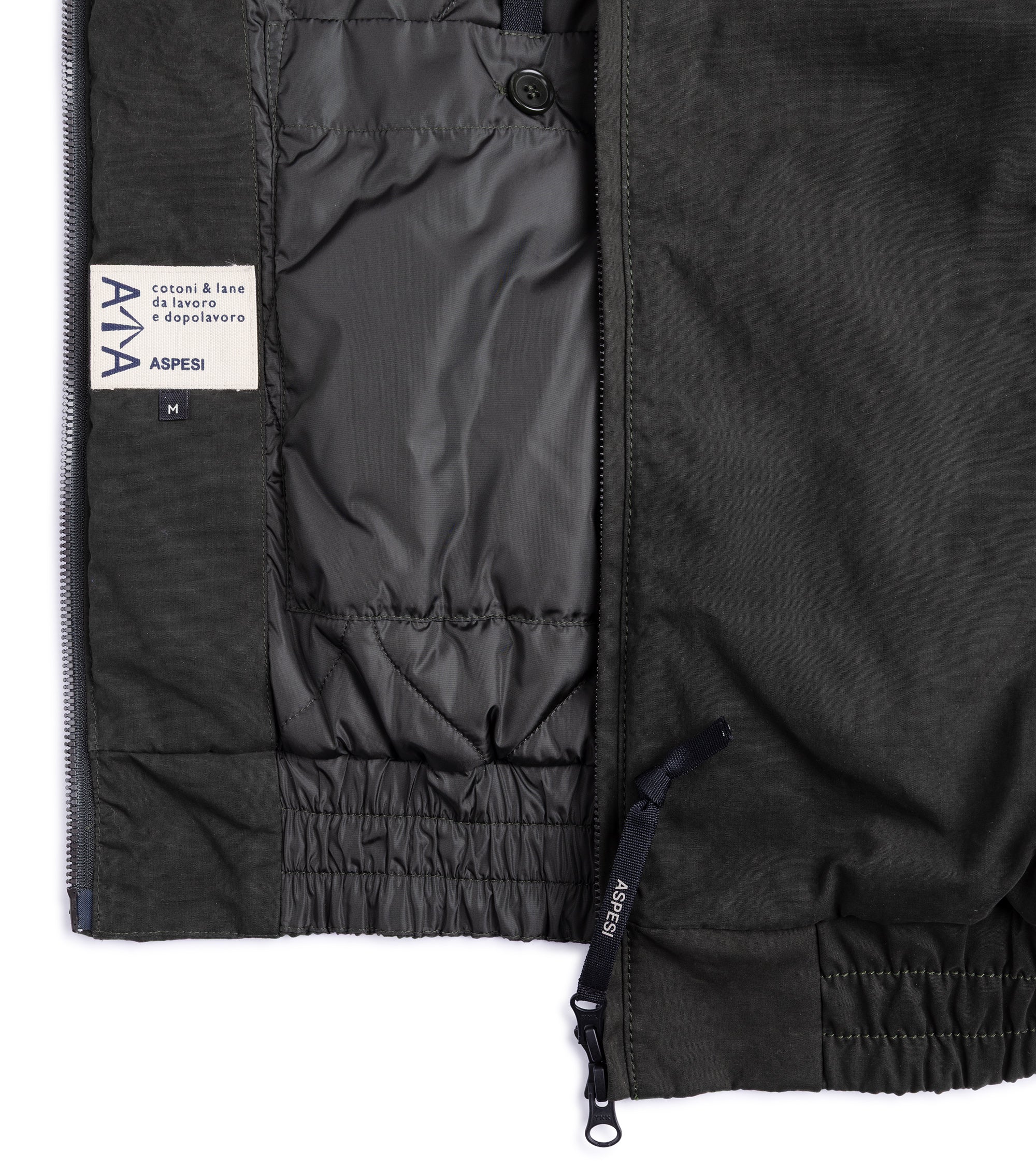 Aspesi Stanton Dry Wax Cotton Padded Jacket: Dark Green