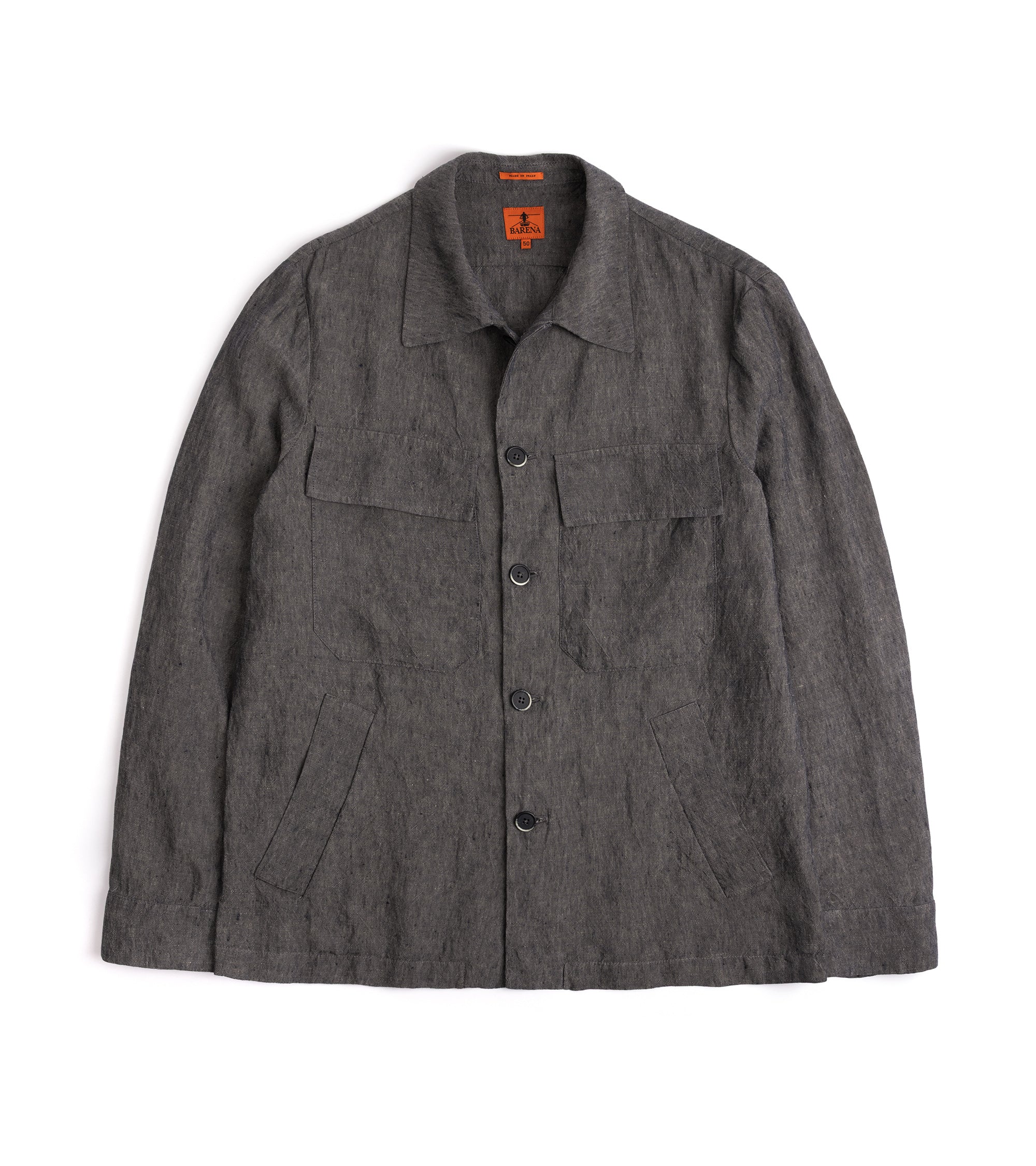 イタリア製　BARENA shirt jacket シャツジャケット Barena Ravel Marte Linen Shirt Jacket: Navy