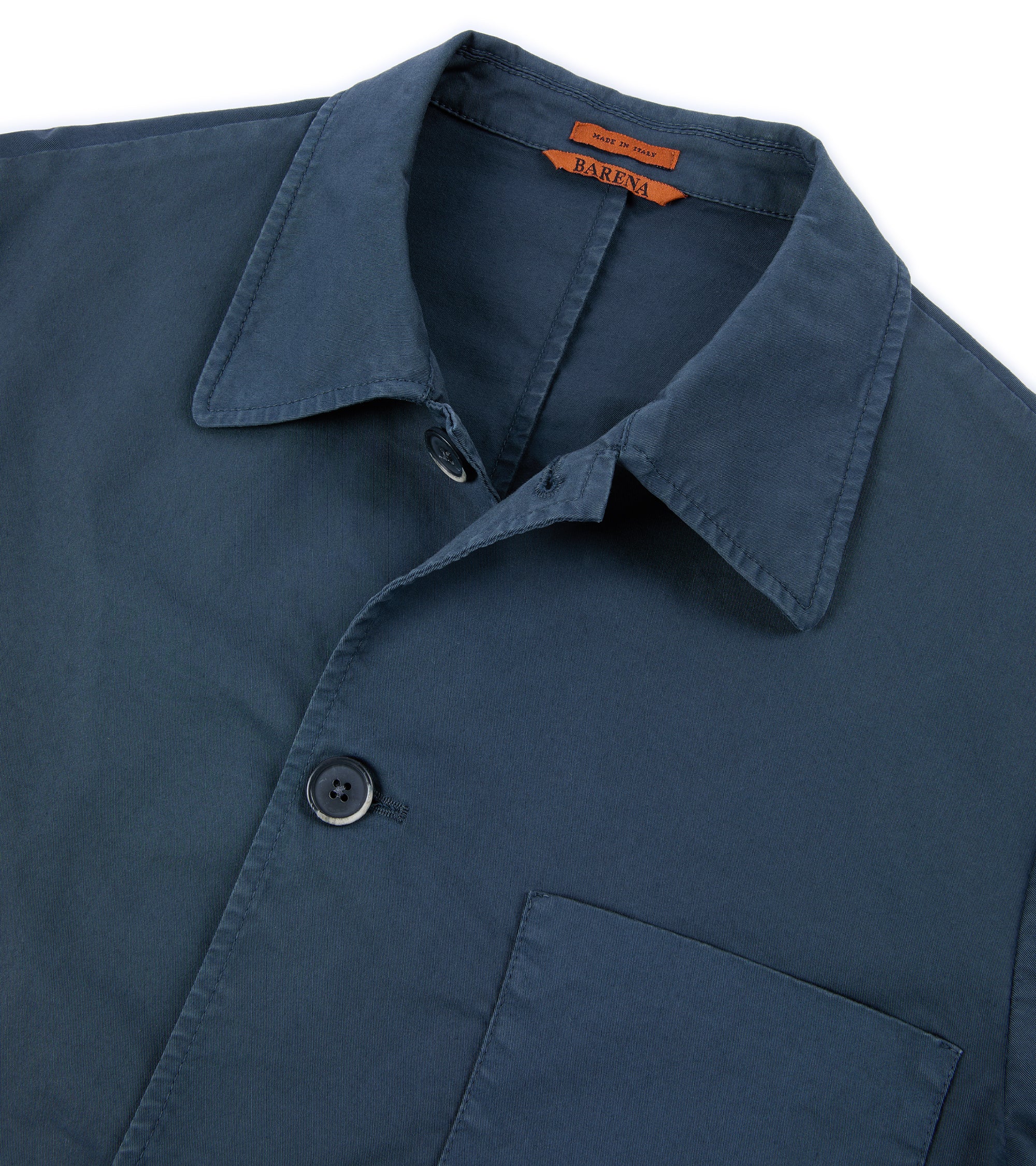 Barena Visal Trevo Cotton Twill Shirt Jacket: Navy