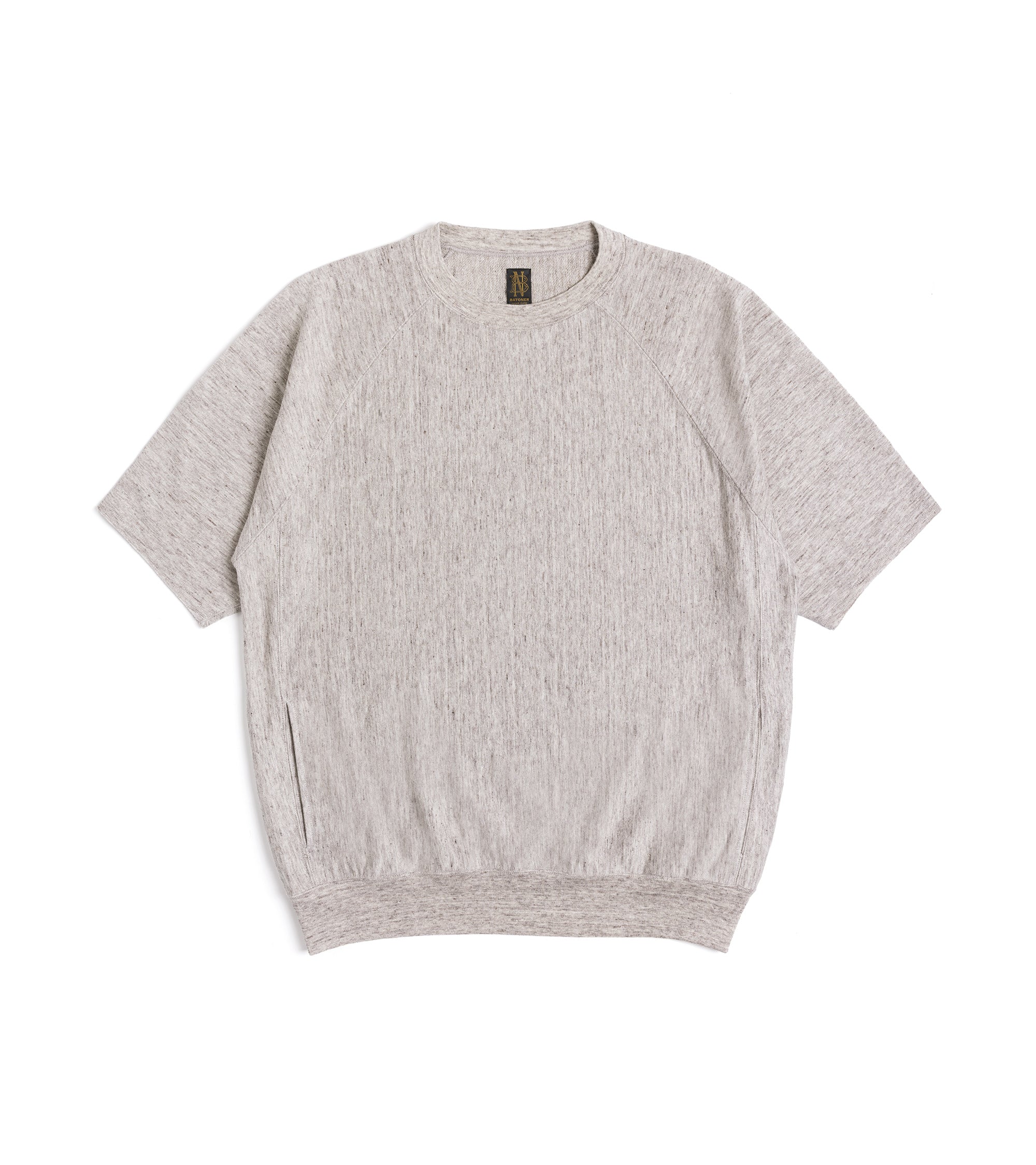 Batoner Belgian Linen Urake Short Sleeve Crew Neck Sweater: Beige