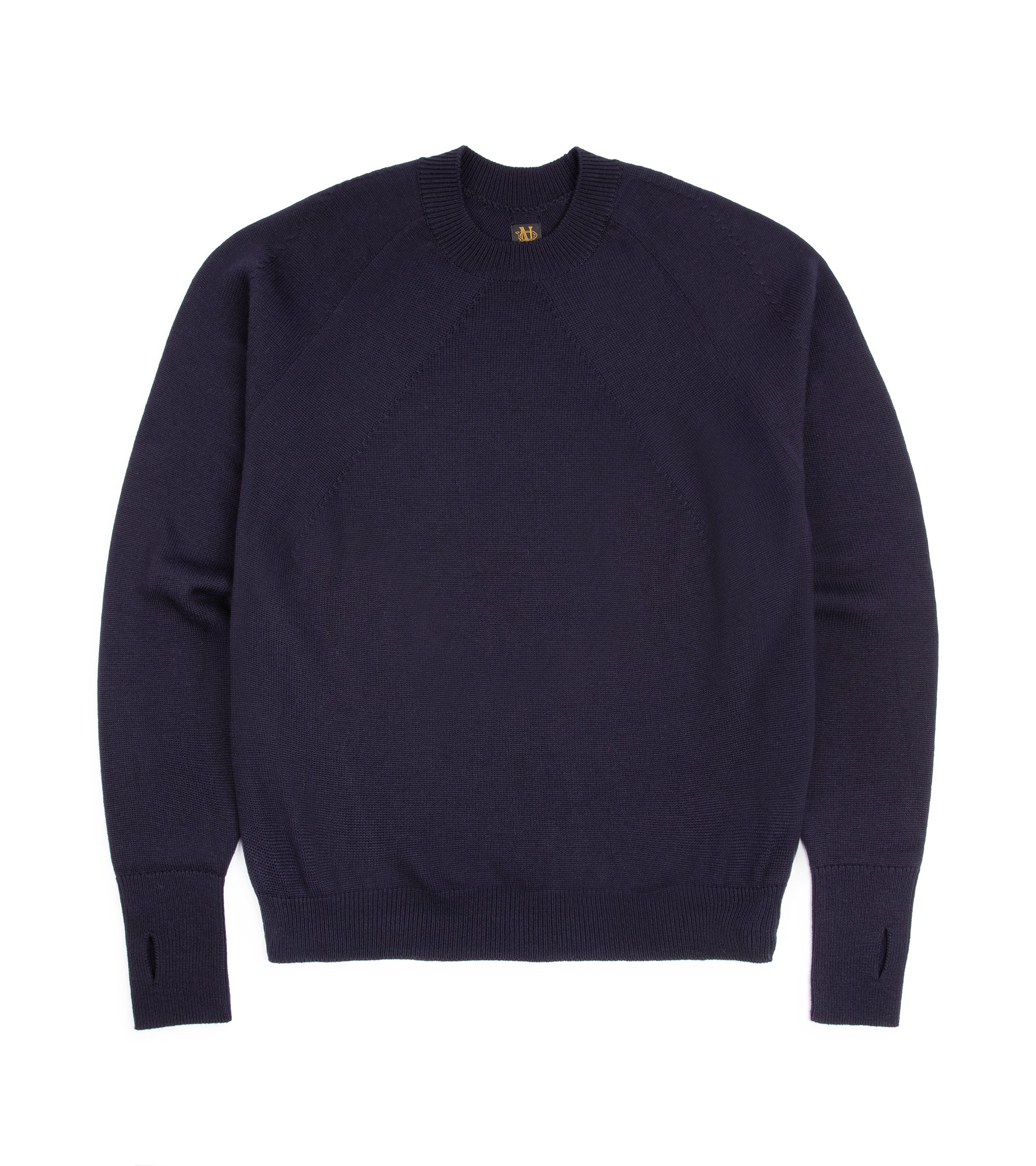Batoner Light Wool Signature Crew Neck Sweater: Navy