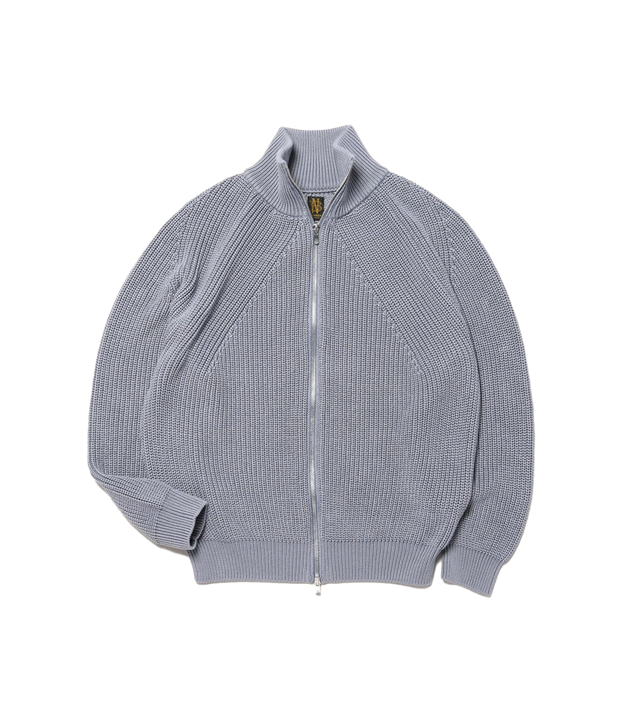 Batoner Signature Driver's Knit Cotton Zip Cardigan: Grey Saxe