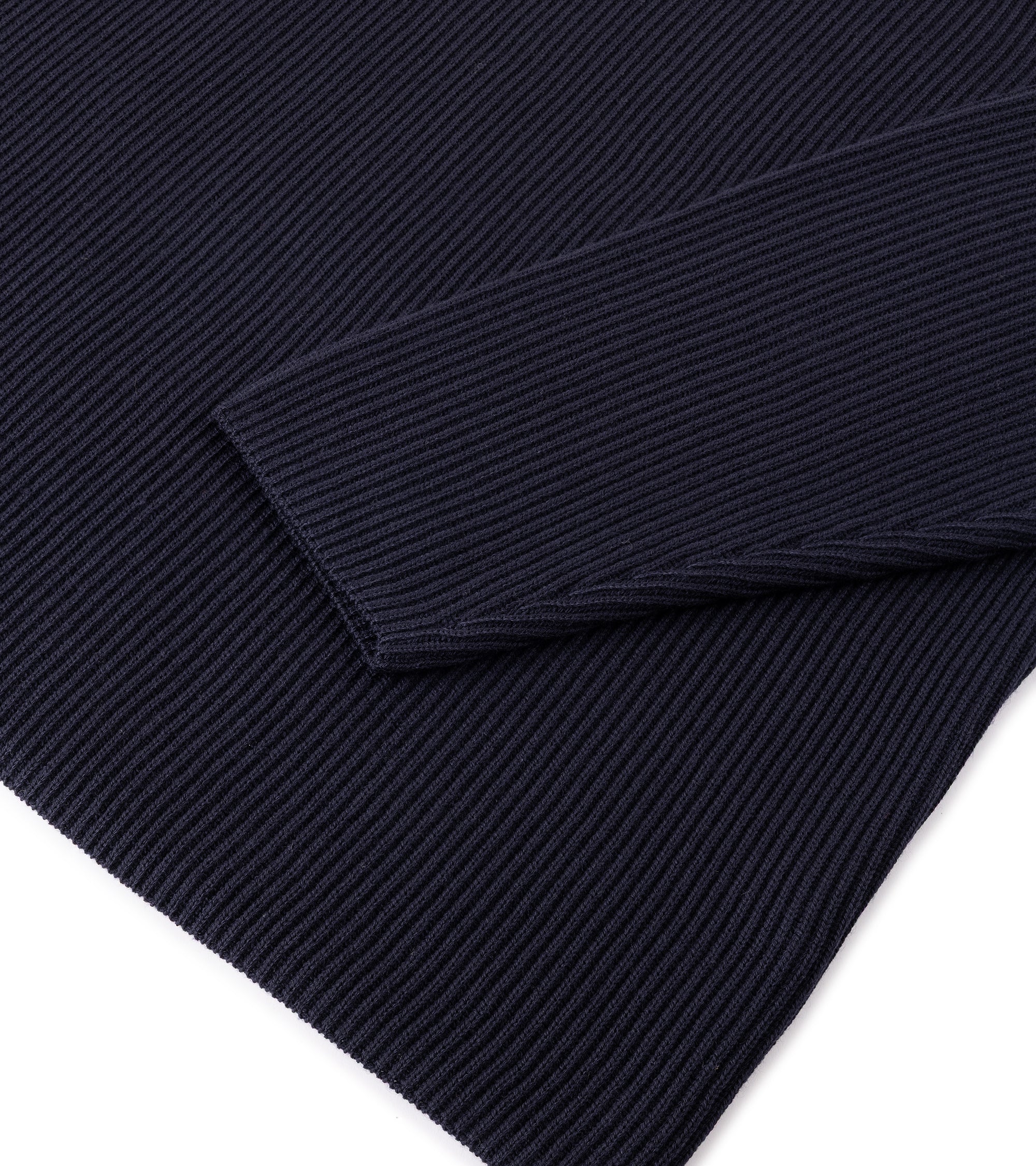 Batoner Solid Wool Rib Crew Neck Sweater: Navy