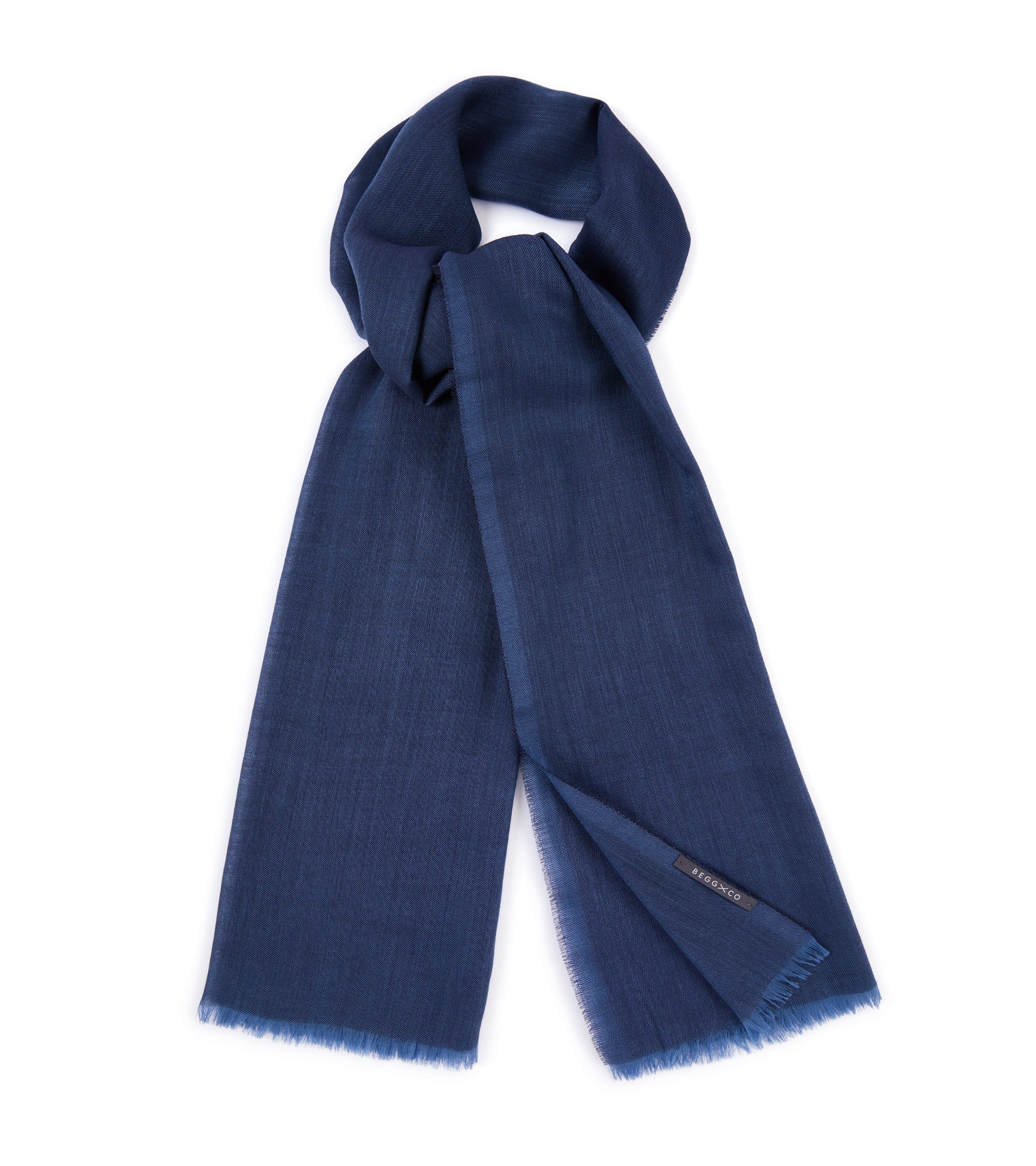 Begg x Co Wispy Solid Cashmere Scarf: Indigo Denim