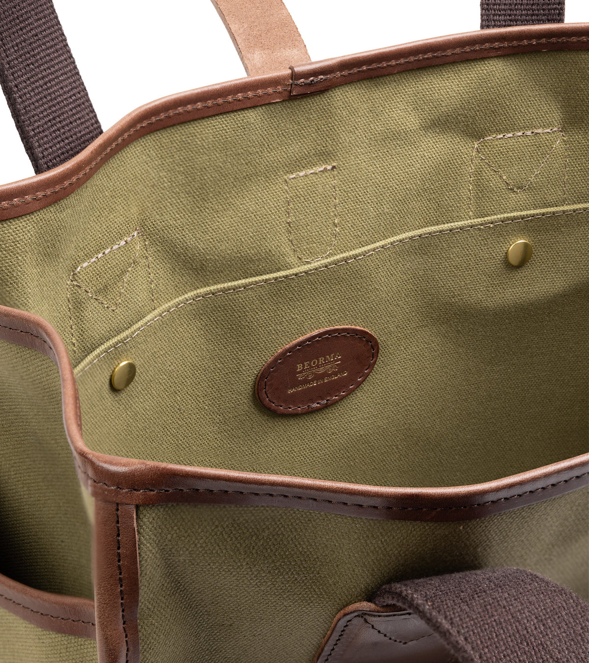 Beorma Tay-Chiltern Cotton Canvas Tote Bag in olive, detail view